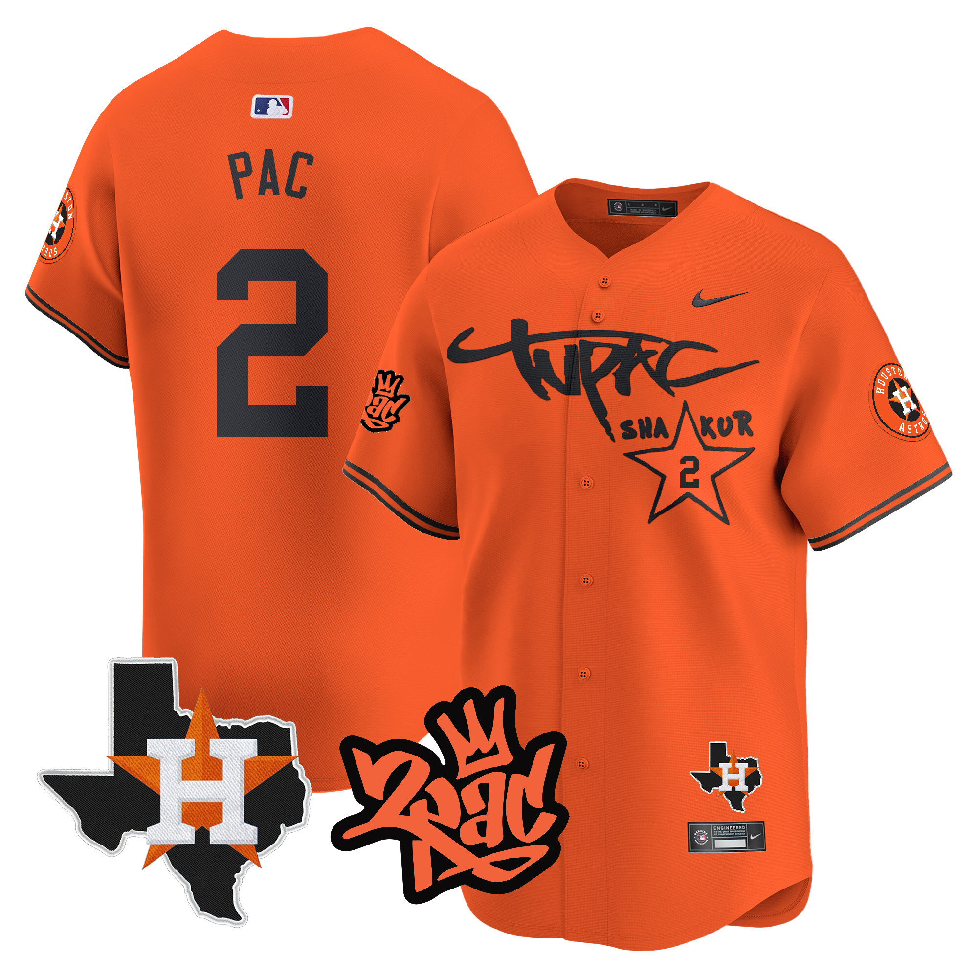 Men's Astros Tupac Shakur Vapor Premier Limited Jersey - All Stitched