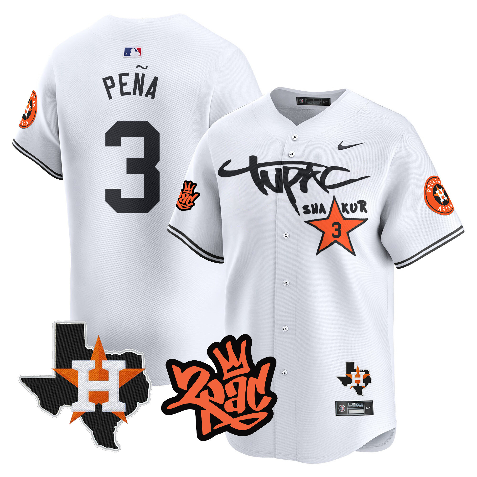 Men's Astros Tupac Shakur Vapor Premier Limited Jersey - All Stitched