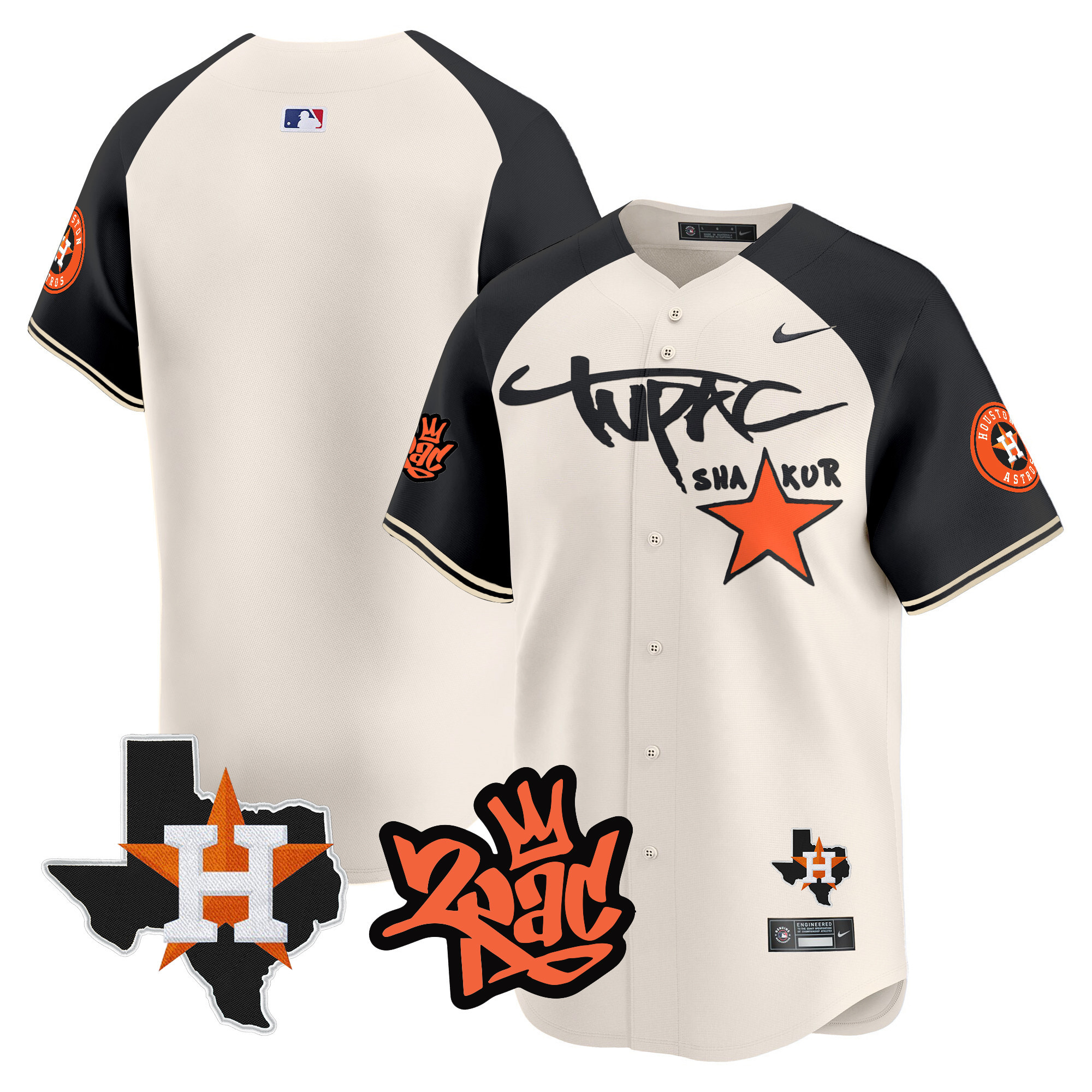 Men's Astros Tupac Shakur Vapor Premier Limited Jersey - All Stitched