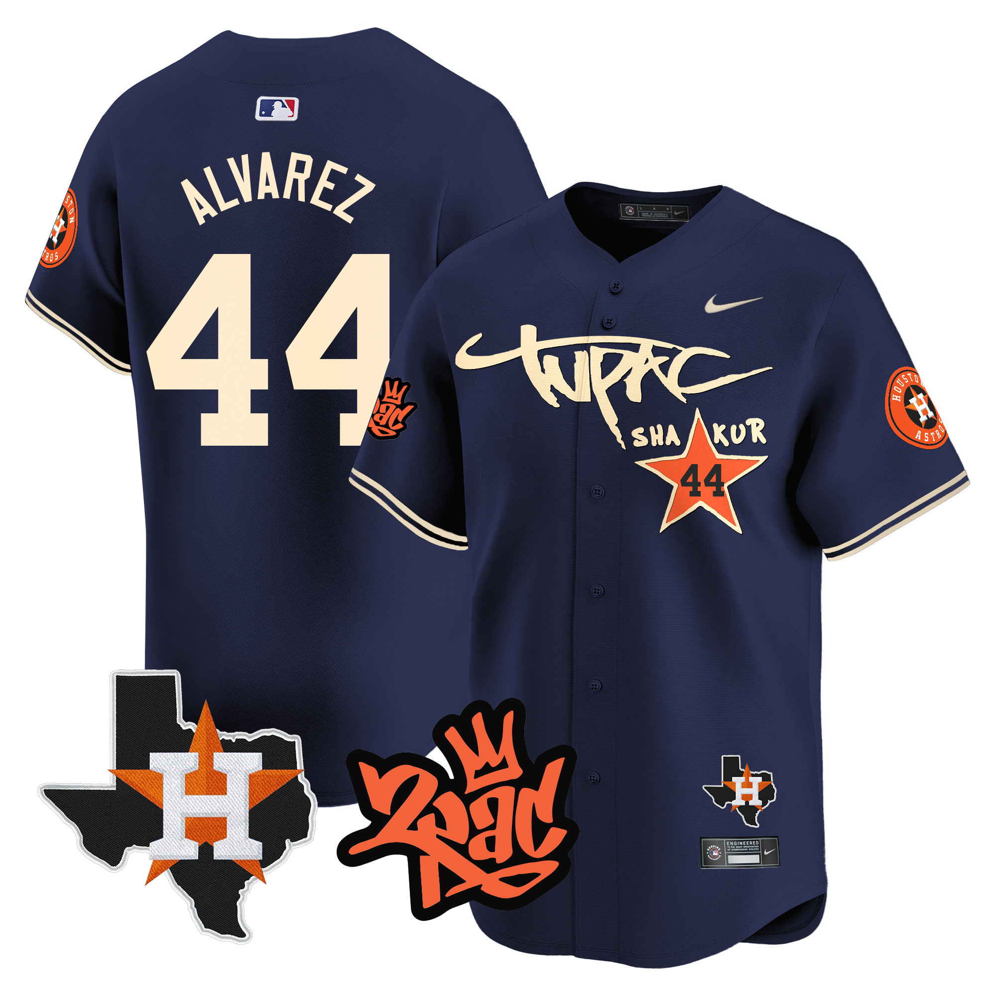 Men's Astros Tupac Shakur Vapor Premier Limited Jersey - All Stitched