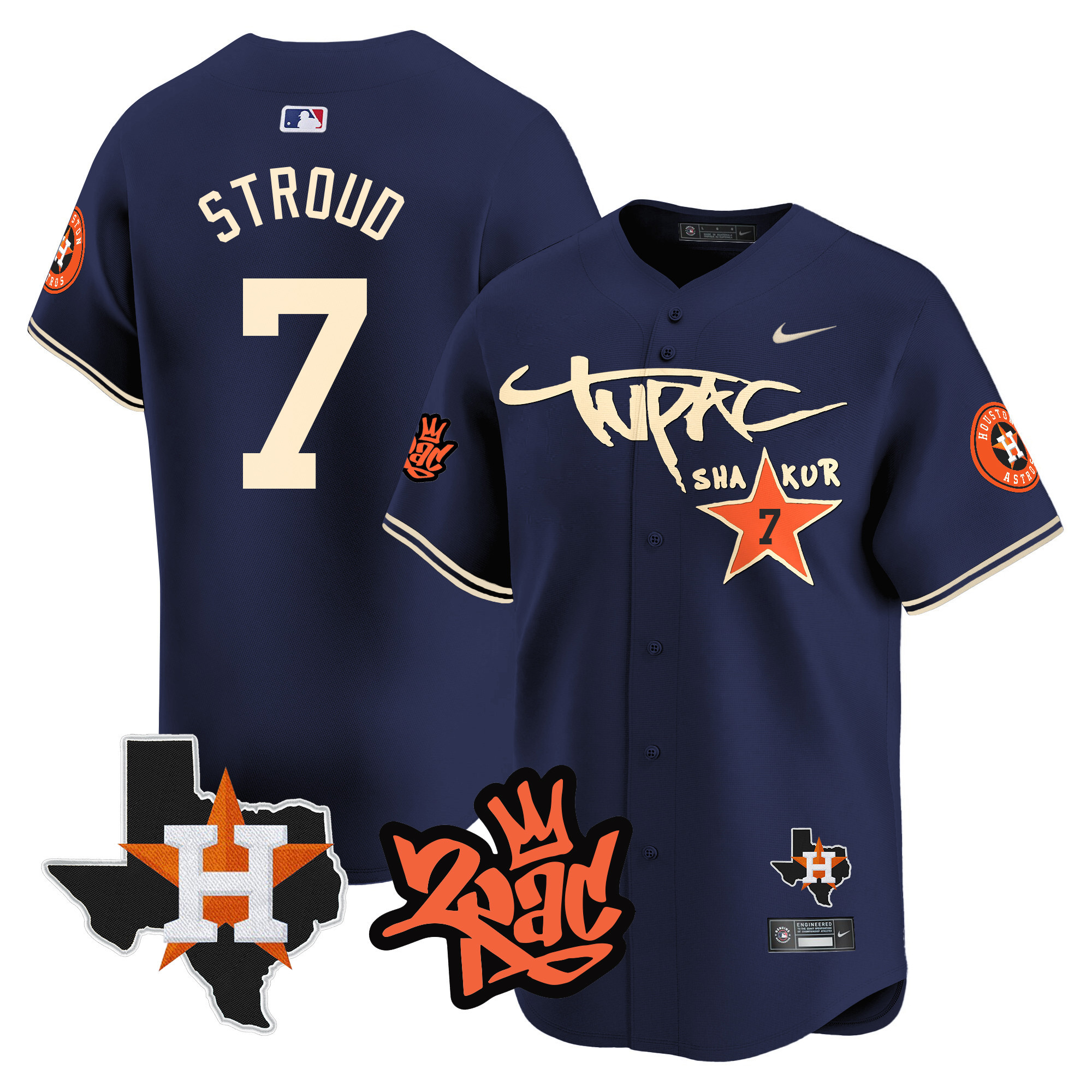 Men's Astros Tupac Shakur Vapor Premier Limited Jersey - All Stitched