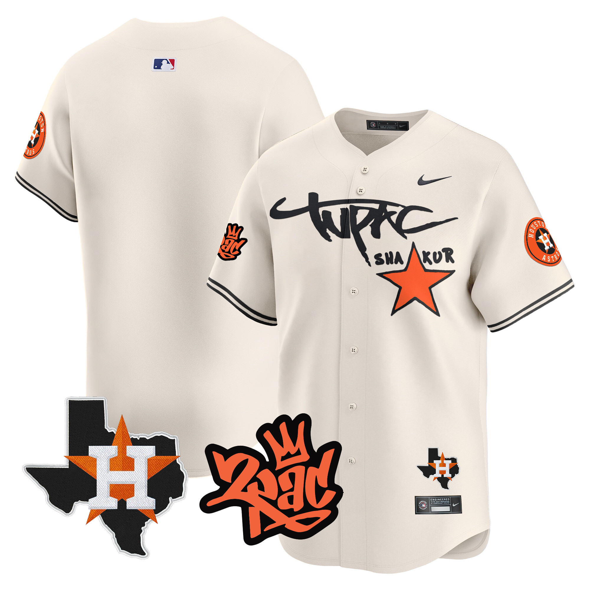 Men's Astros Tupac Shakur Vapor Premier Limited Jersey - All Stitched