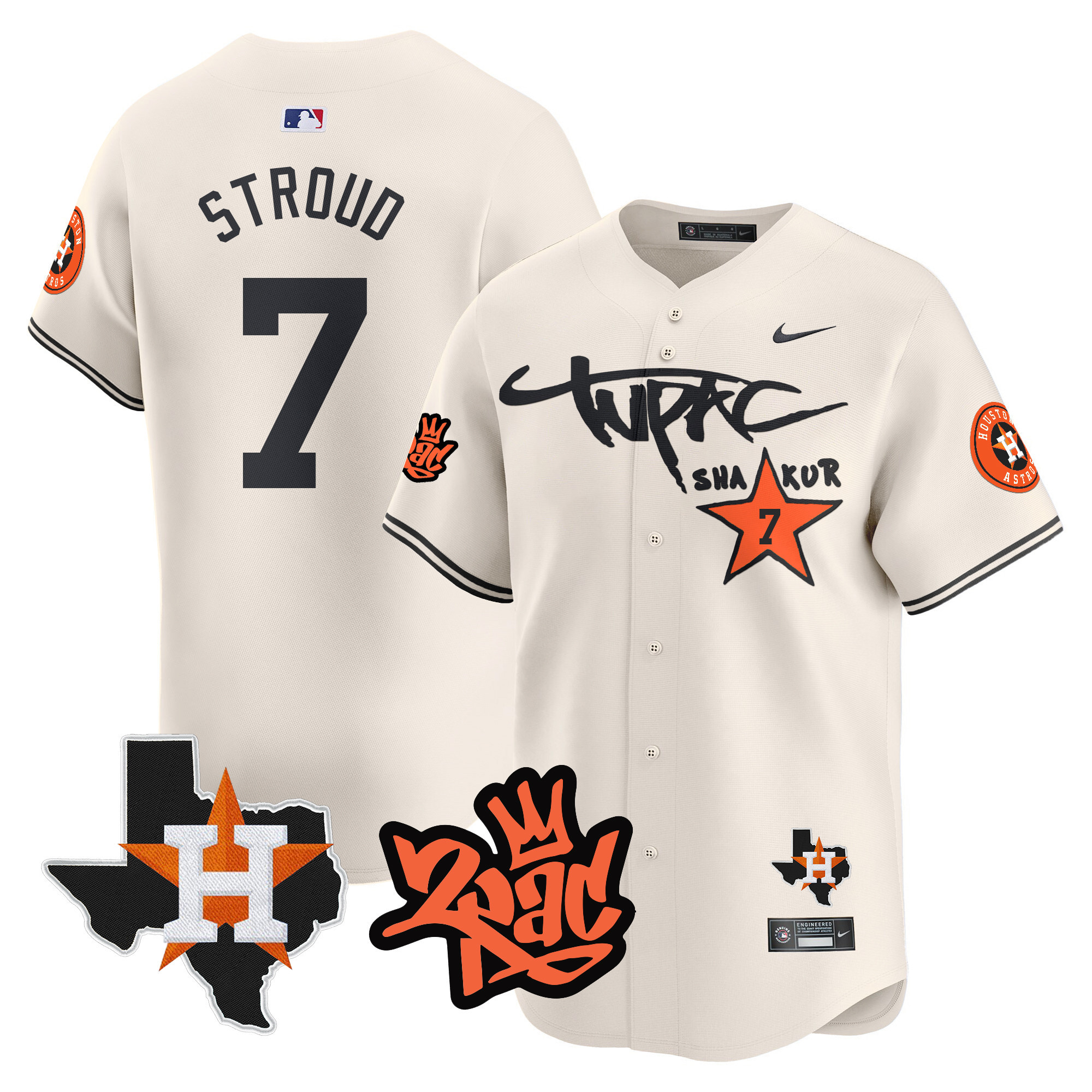Men's Astros Tupac Shakur Vapor Premier Limited Jersey - All Stitched