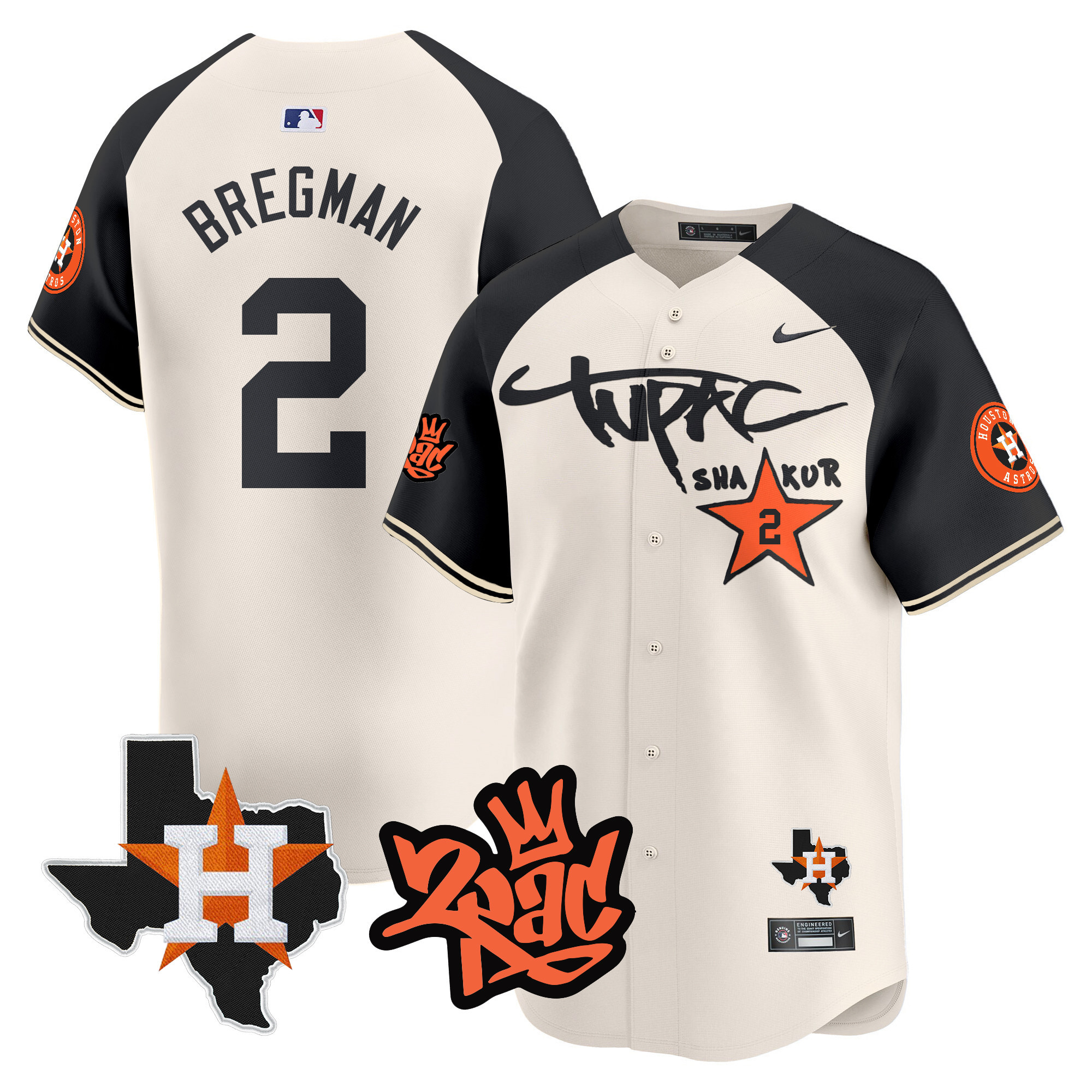 Men's Astros Tupac Shakur Vapor Premier Limited Jersey - All Stitched