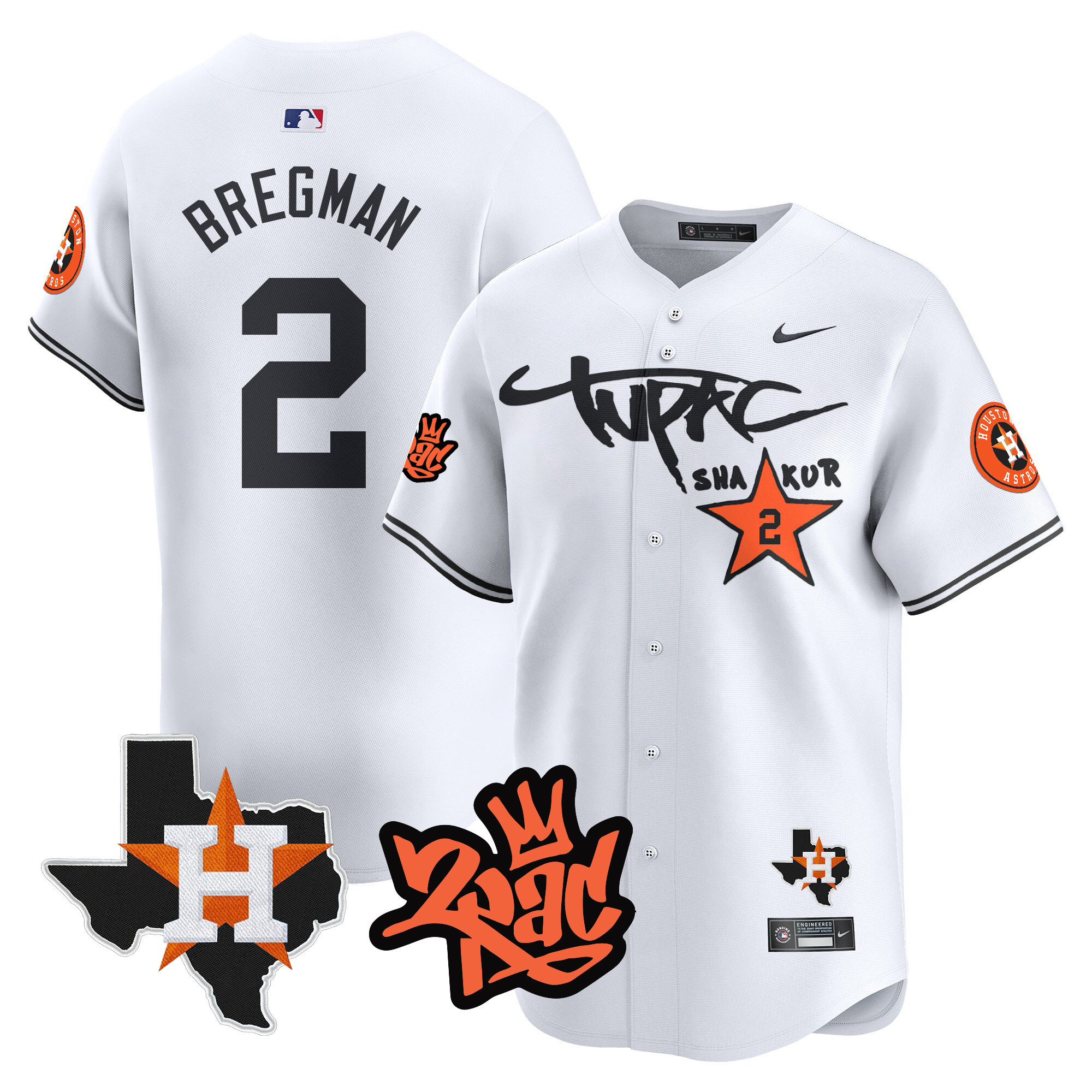 Men's Astros Tupac Shakur Vapor Premier Limited Jersey - All Stitched