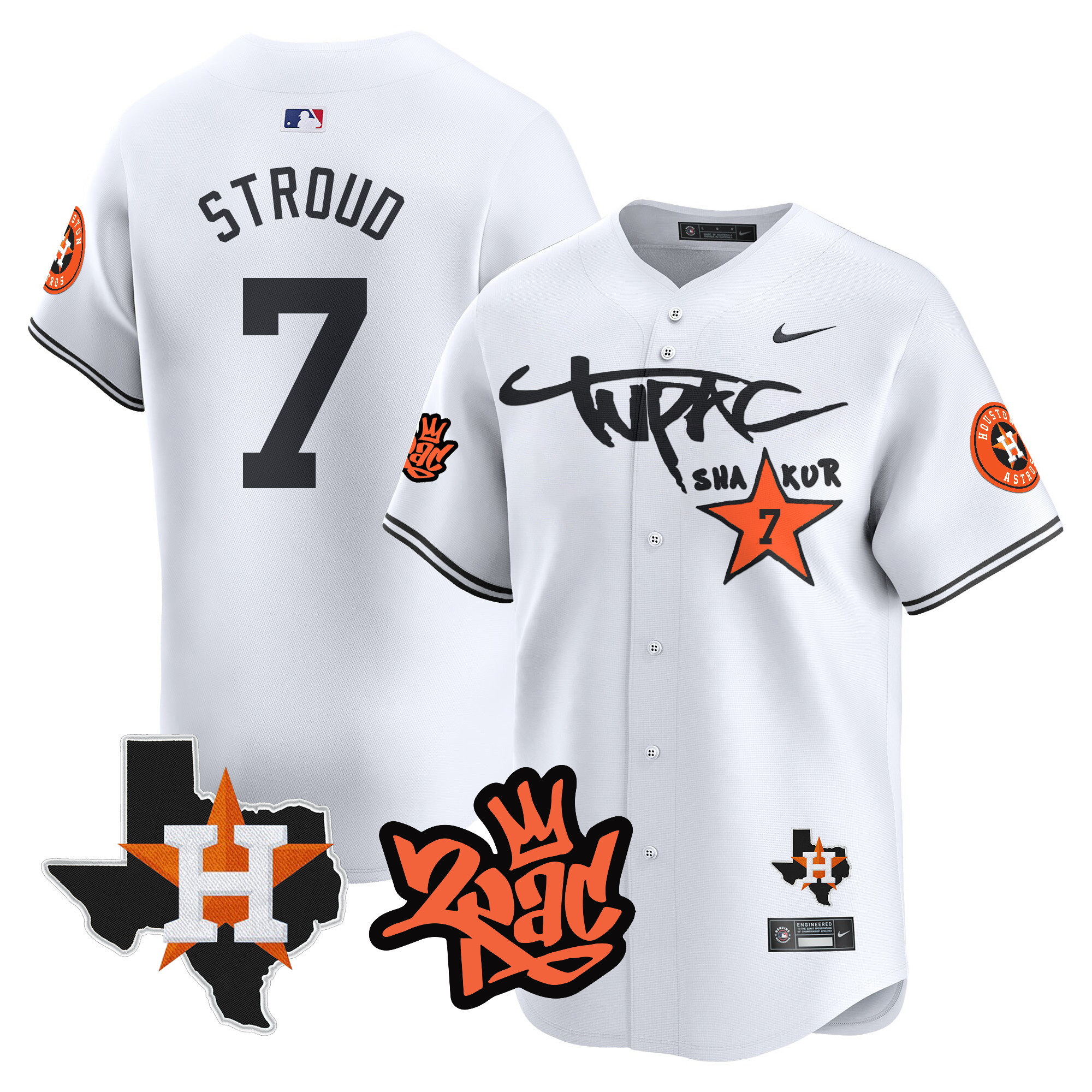 Men's Astros Tupac Shakur Vapor Premier Limited Jersey - All Stitched