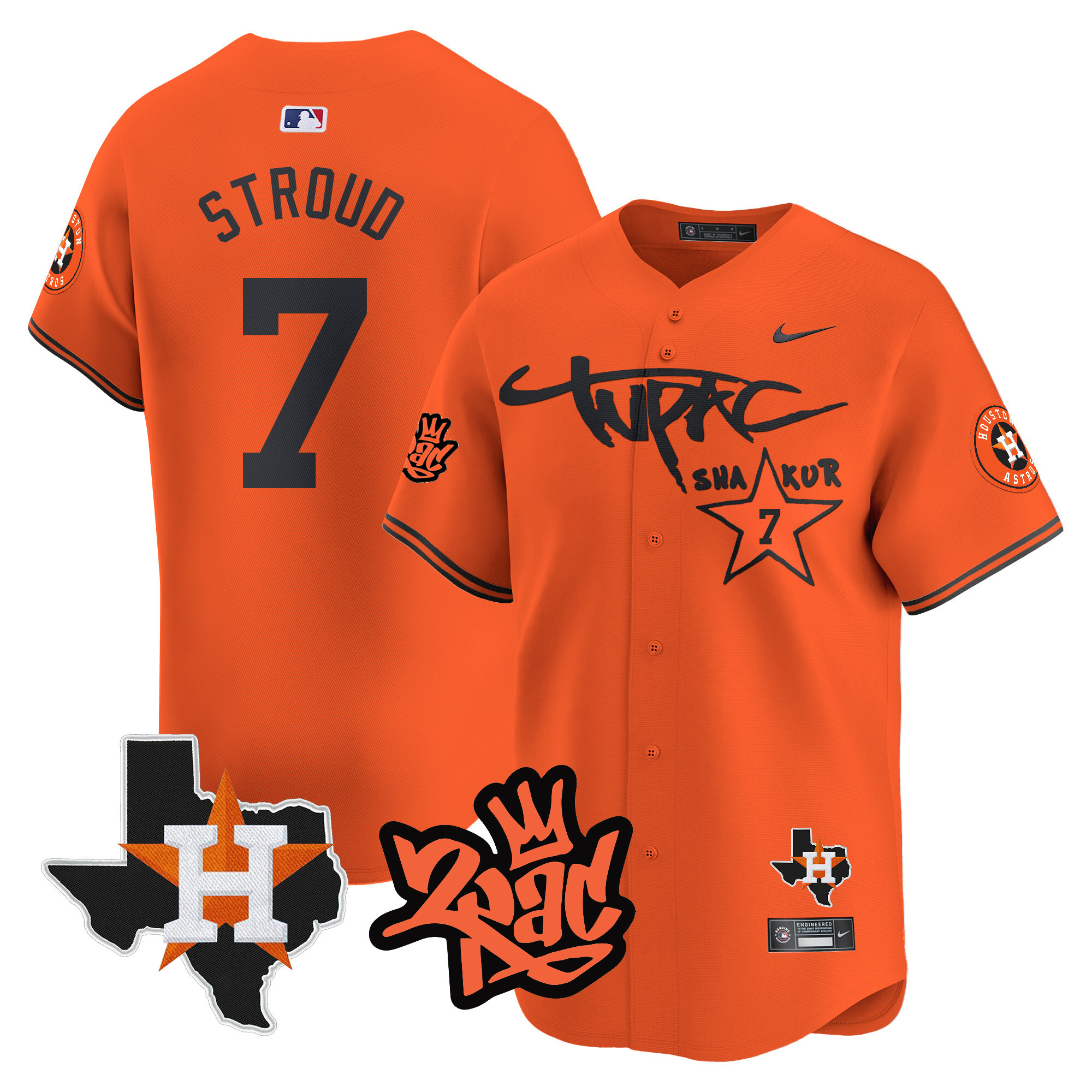 Men's Astros Tupac Shakur Vapor Premier Limited Jersey - All Stitched