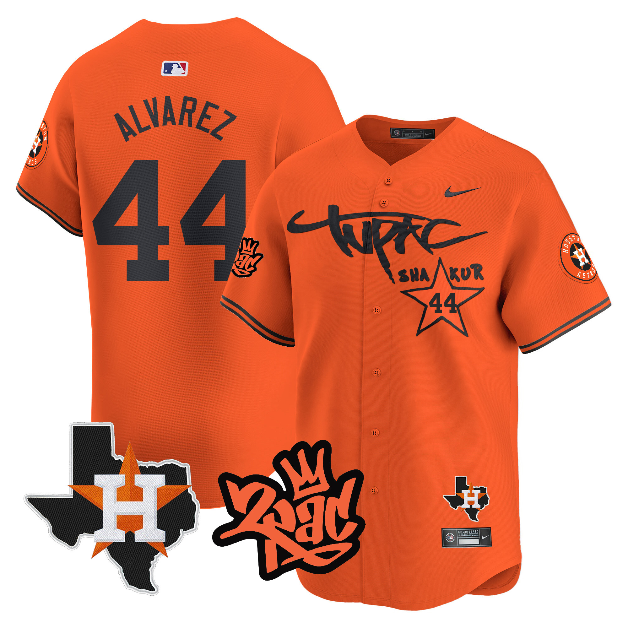 Men's Astros Tupac Shakur Vapor Premier Limited Jersey - All Stitched