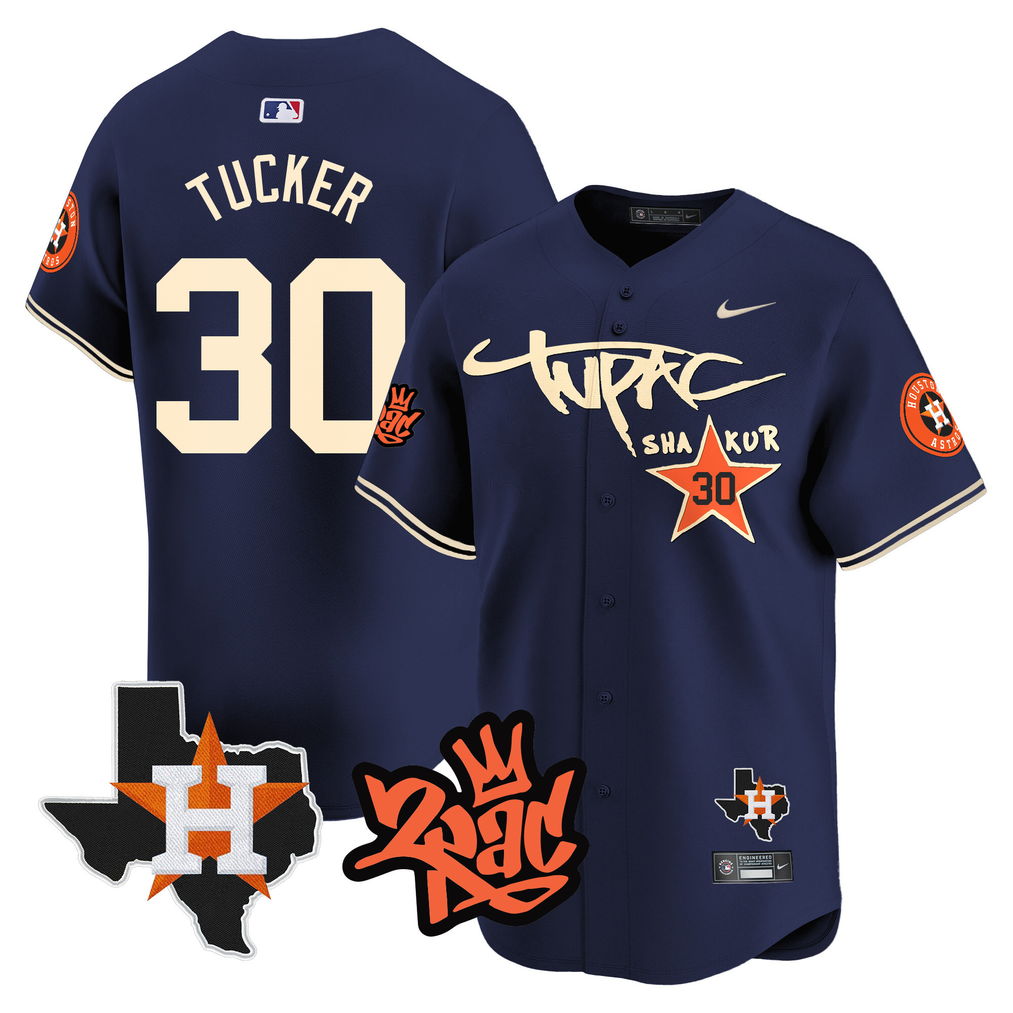 Men's Astros Tupac Shakur Vapor Premier Limited Jersey - All Stitched