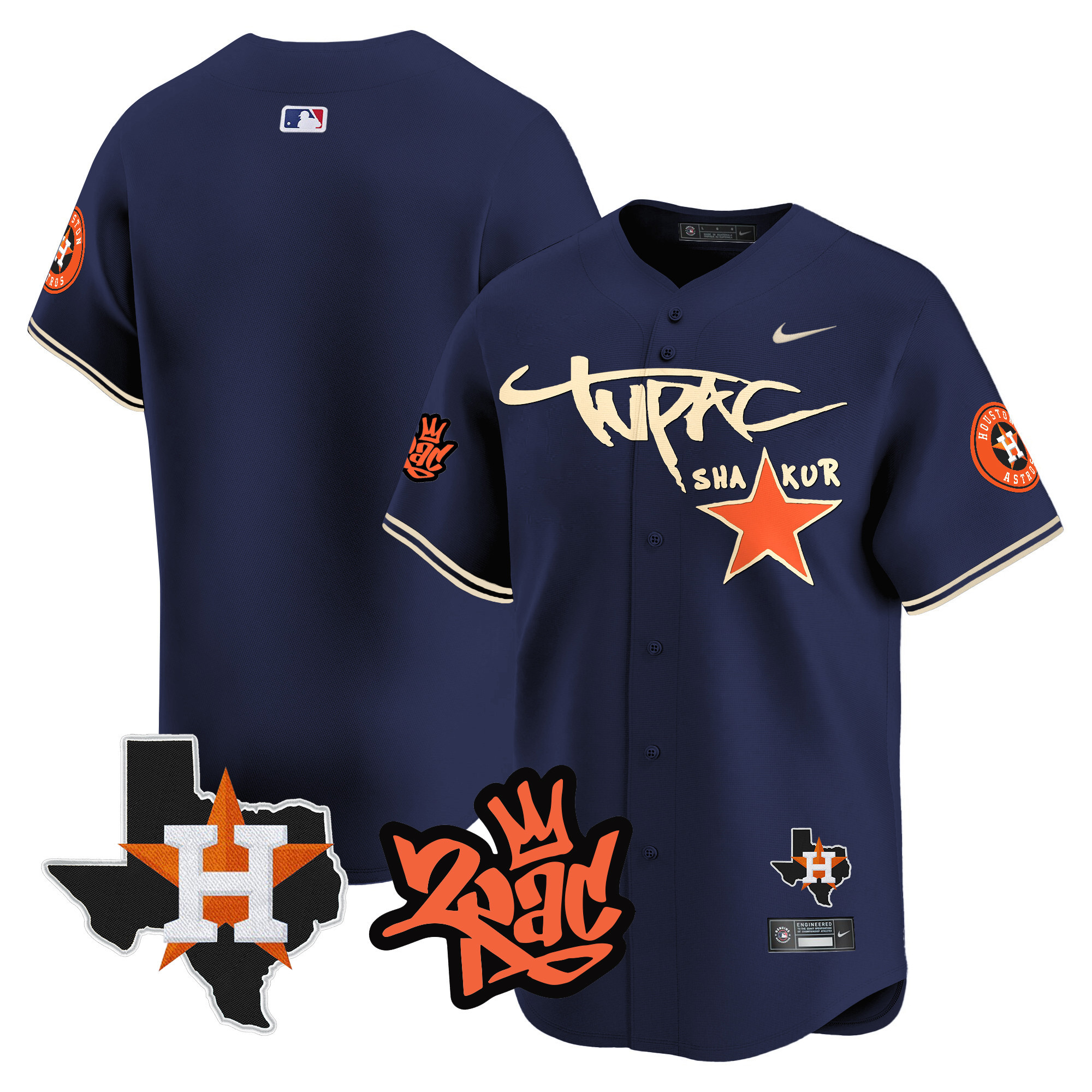Men's Astros Tupac Shakur Vapor Premier Limited Jersey - All Stitched