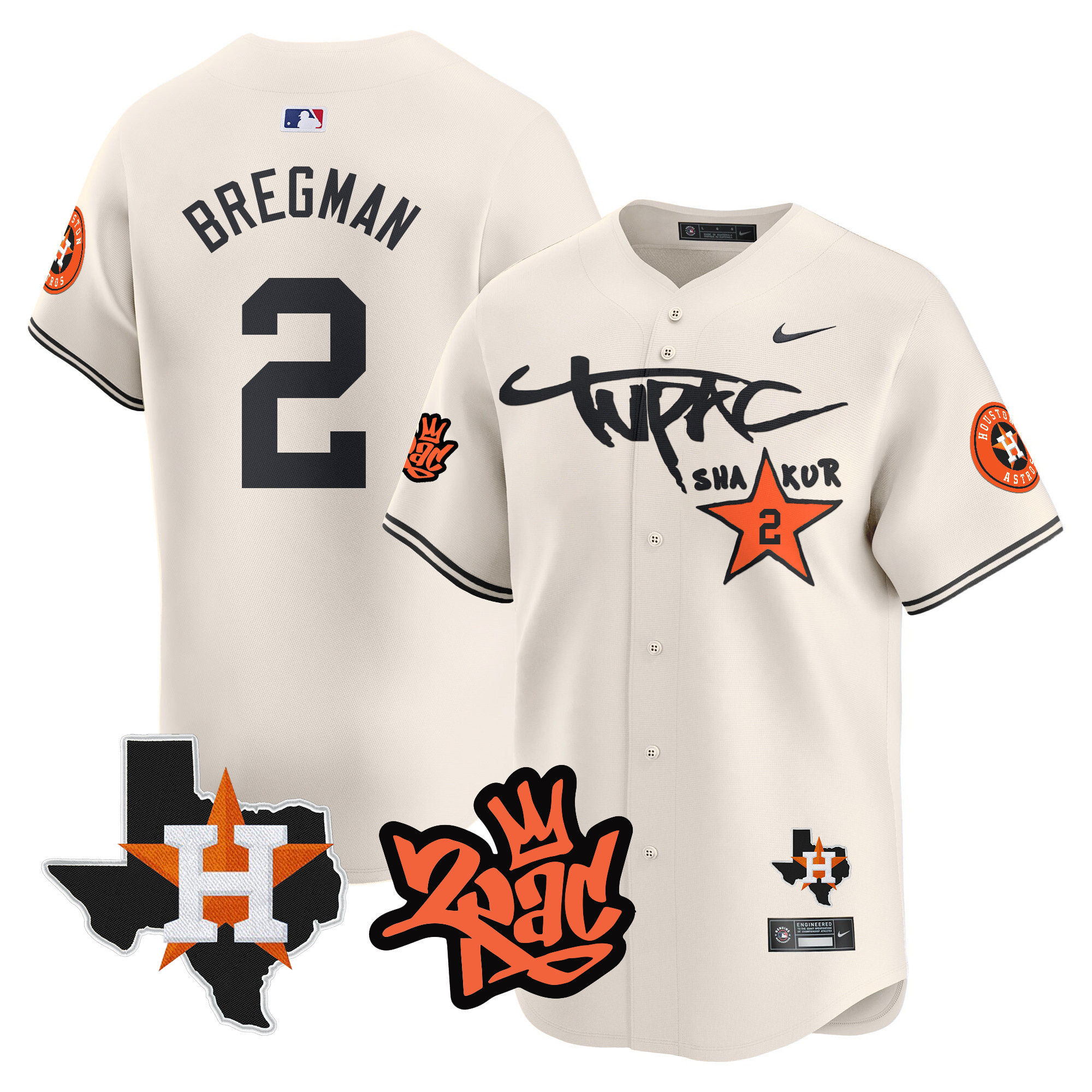 Men's Astros Tupac Shakur Vapor Premier Limited Jersey - All Stitched