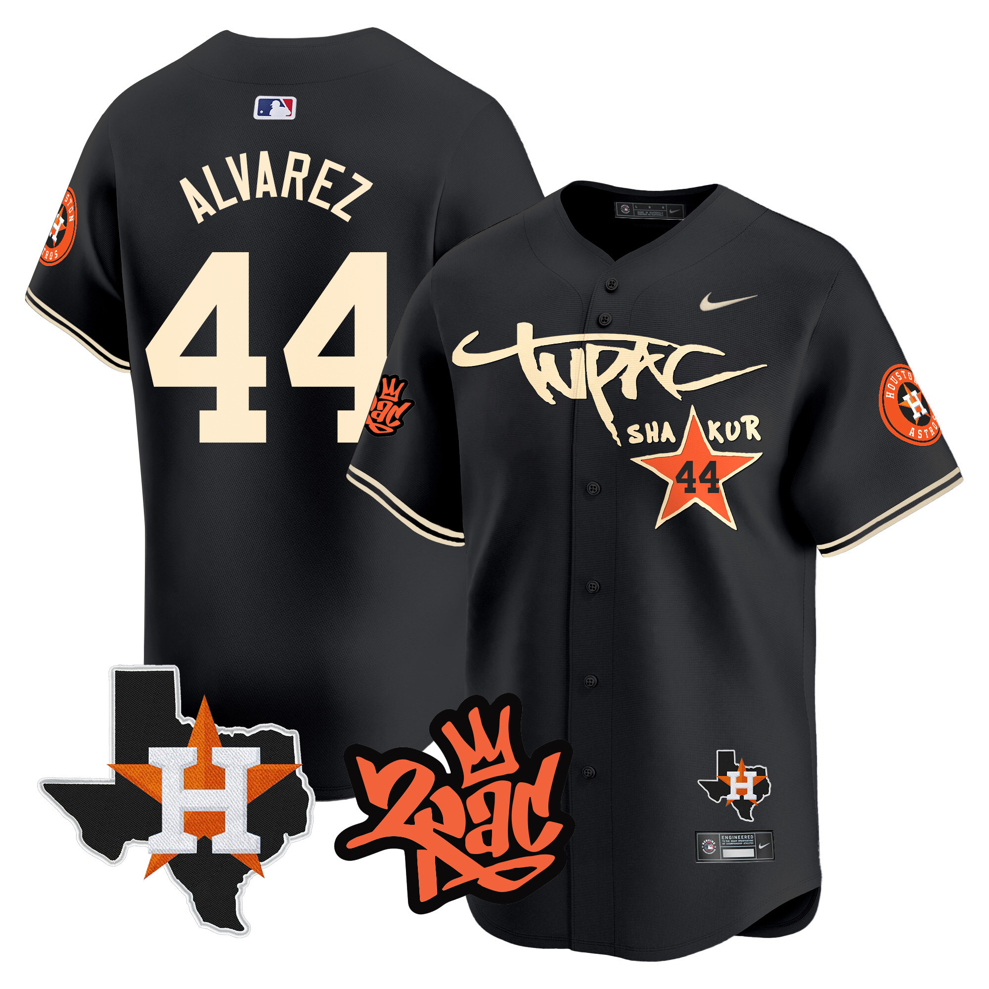 Men's Astros Tupac Shakur Vapor Premier Limited Jersey - All Stitched