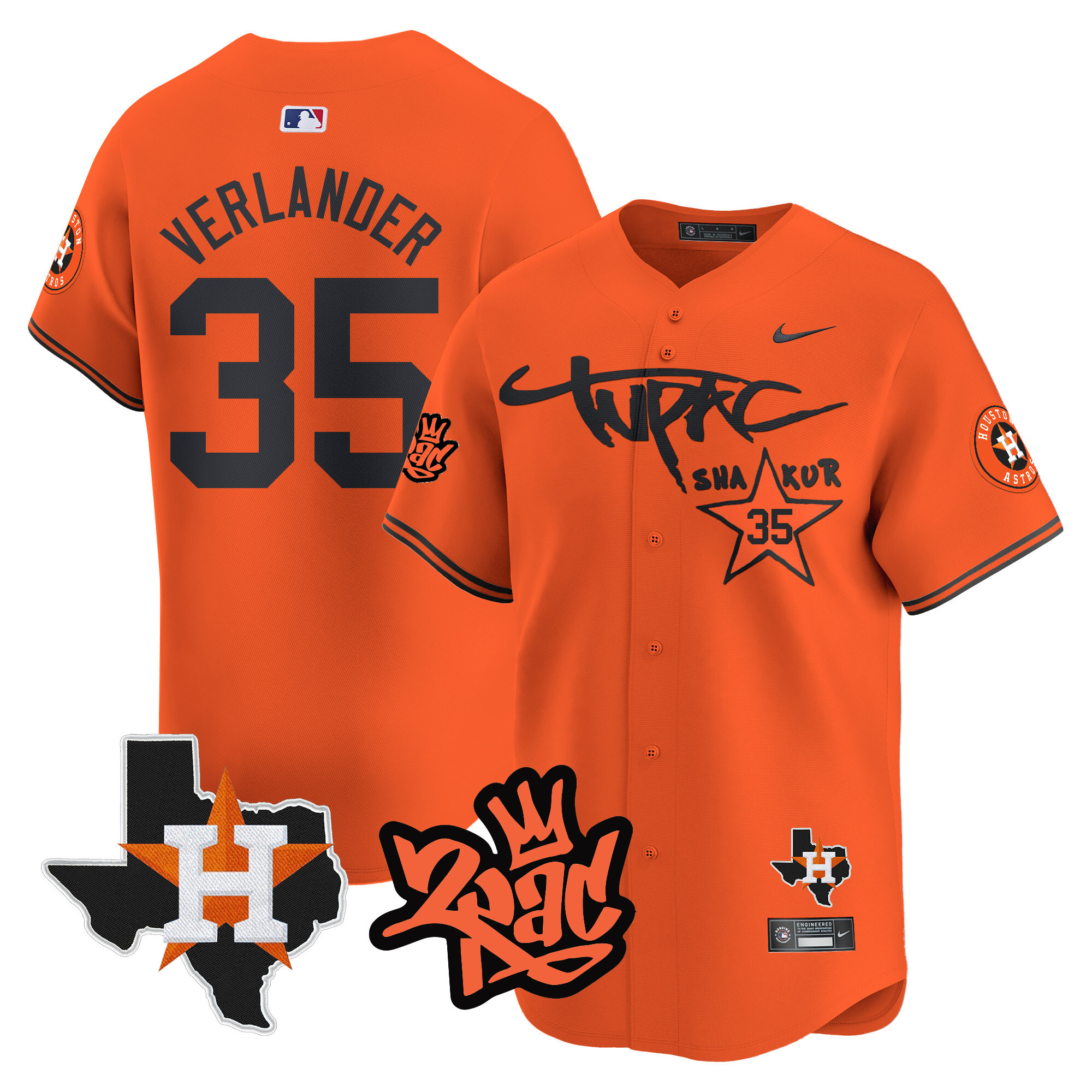 Men's Astros Tupac Shakur Vapor Premier Limited Jersey - All Stitched