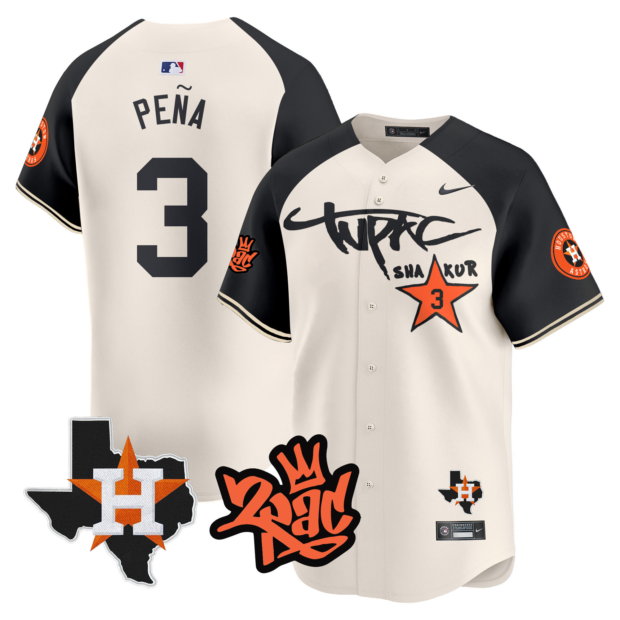 Men's Astros Tupac Shakur Vapor Premier Limited Jersey - All Stitched