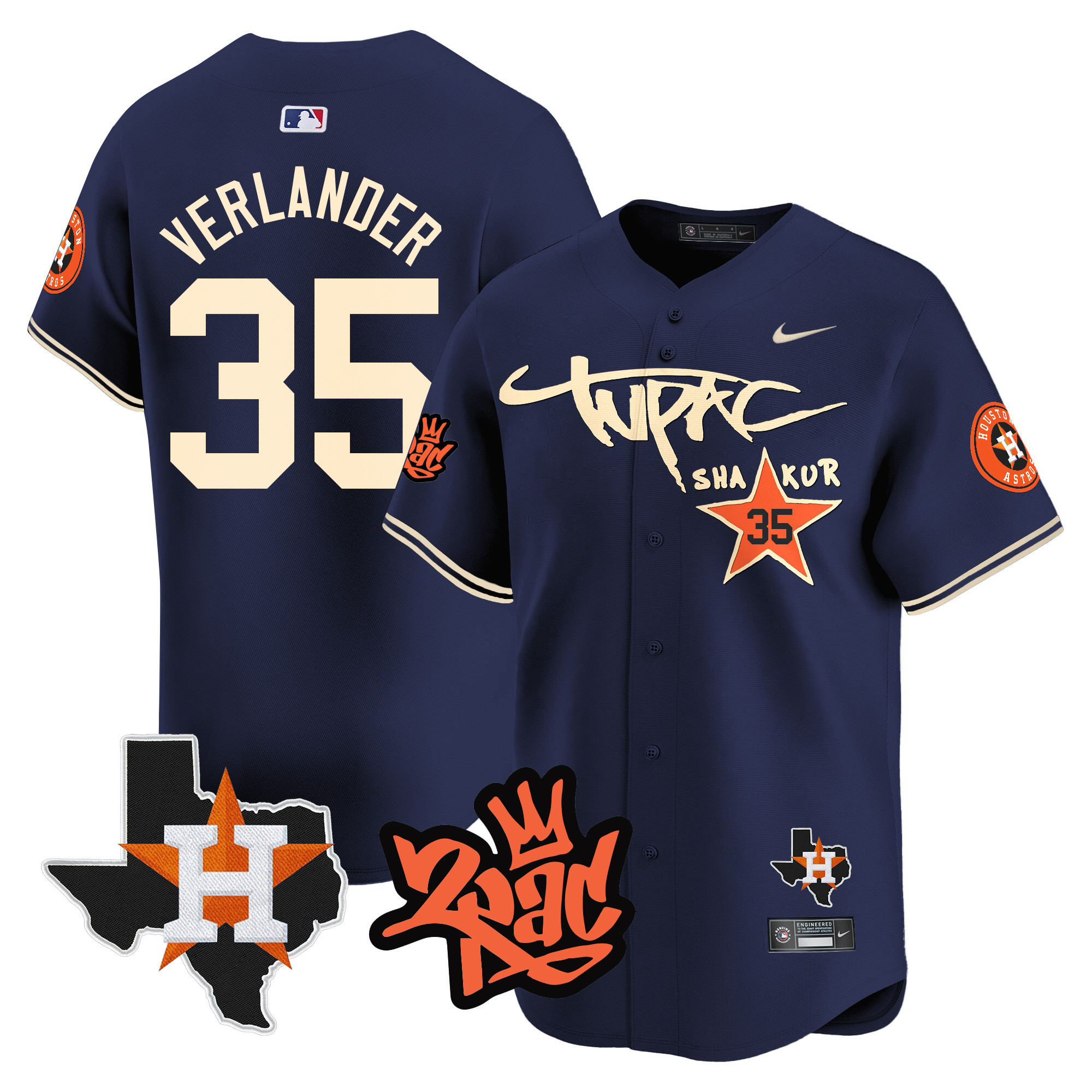 Men's Astros Tupac Shakur Vapor Premier Limited Jersey - All Stitched