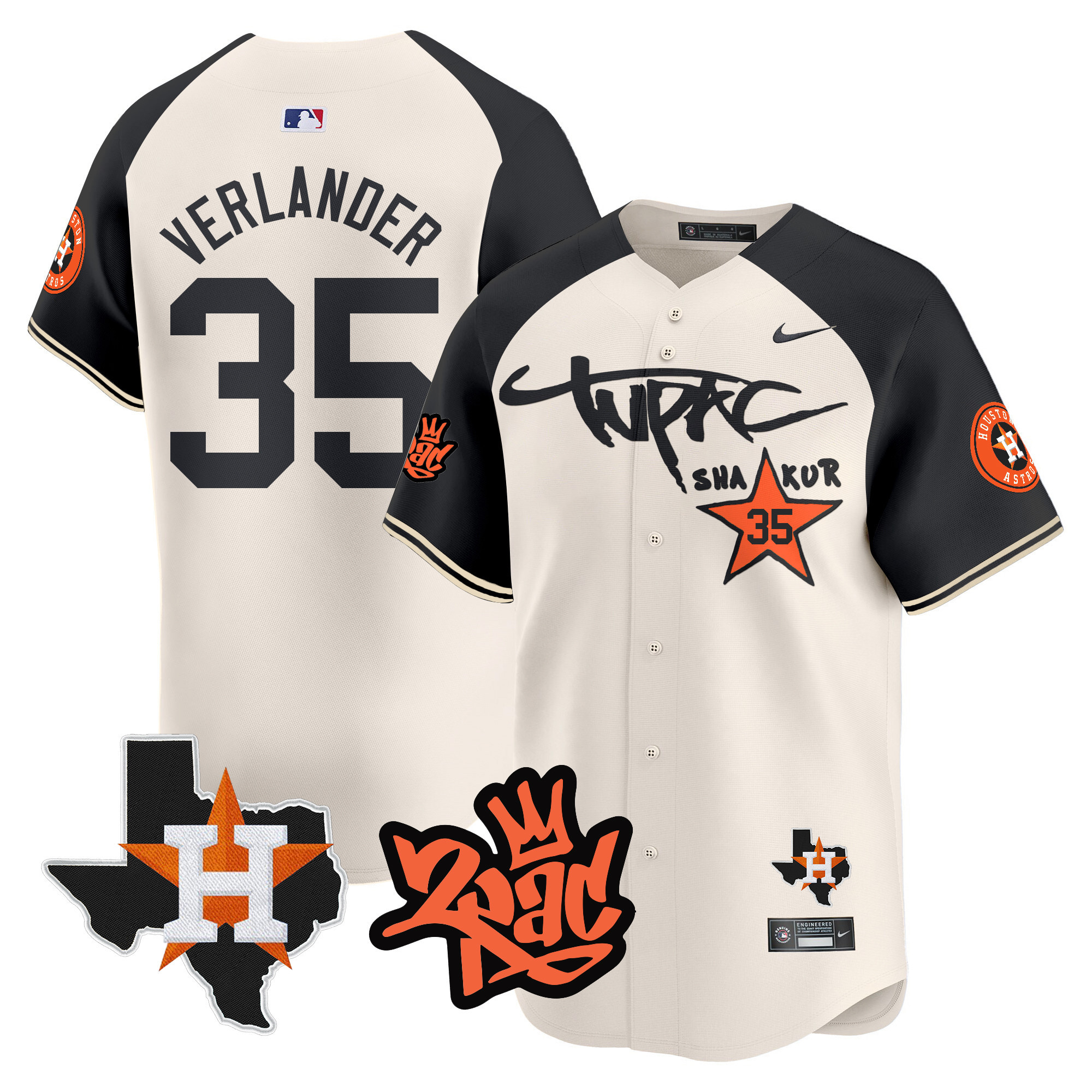Men's Astros Tupac Shakur Vapor Premier Limited Jersey - All Stitched