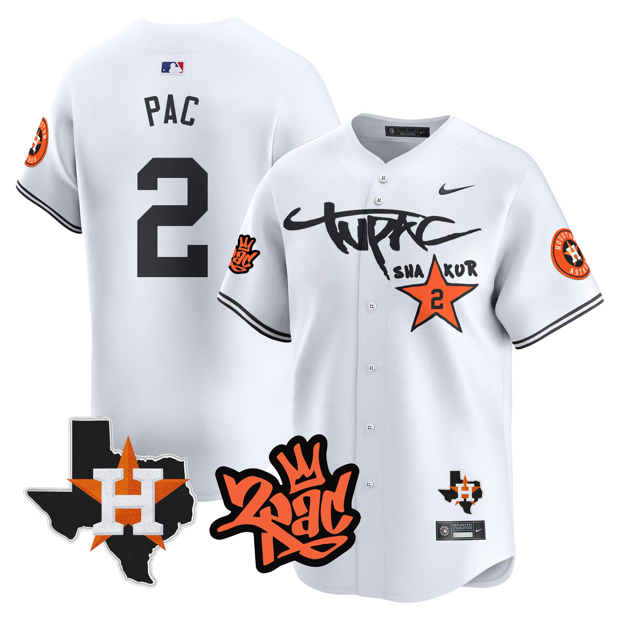 Men's Astros Tupac Shakur Vapor Premier Limited Jersey - All Stitched
