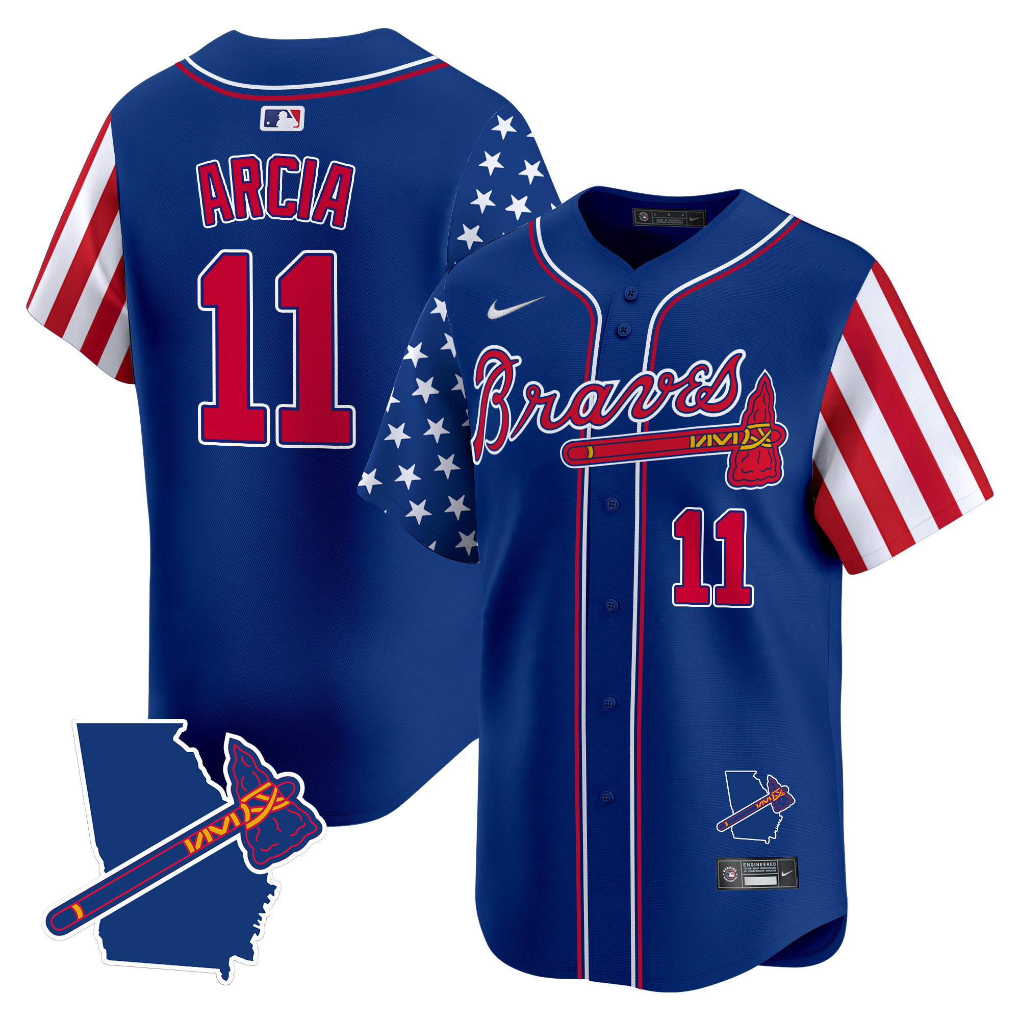 Men's Atlanta Braves 2024 Independence Day Vapor Premier Limited Jersey V2 - All Stitched