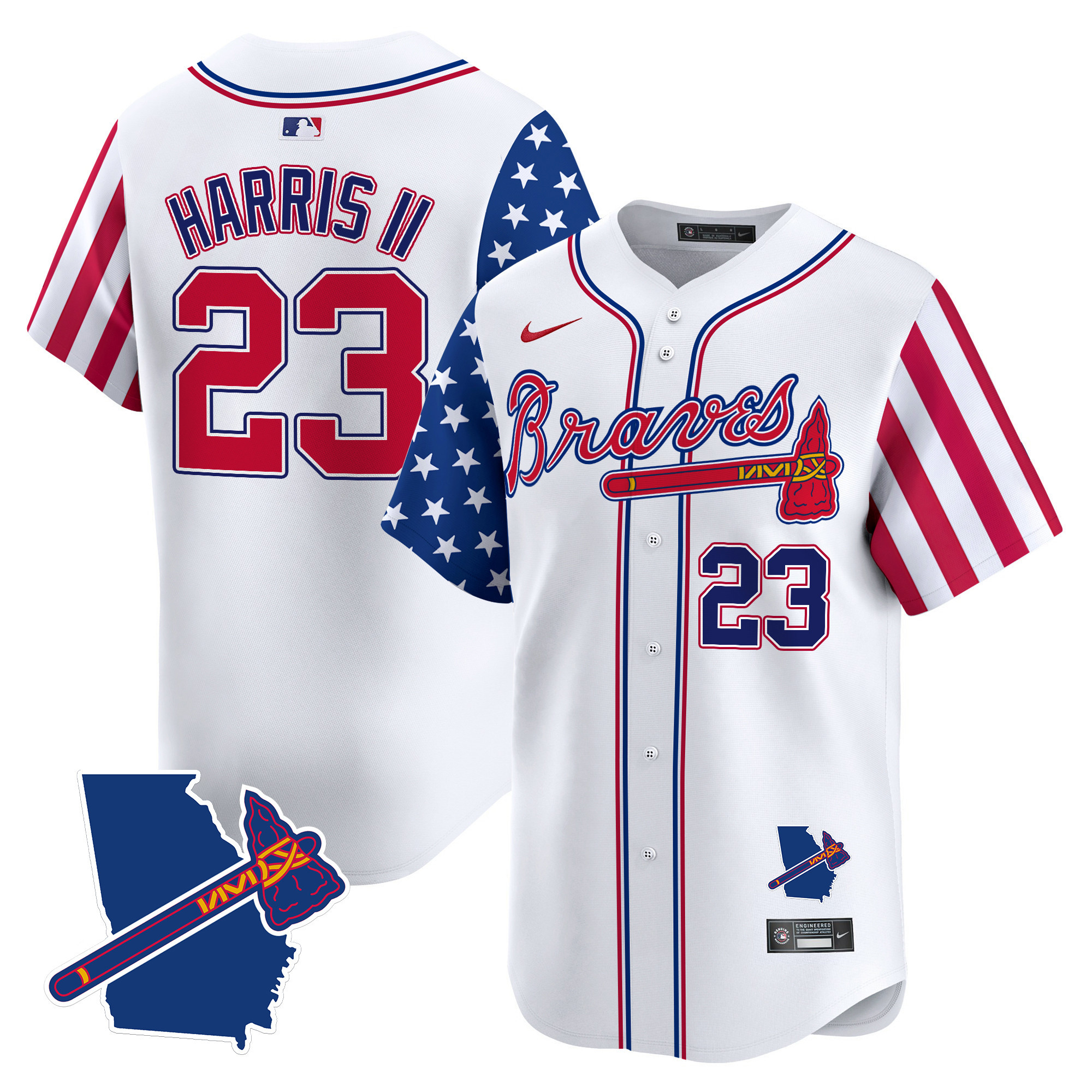 Men's Atlanta Braves 2024 Independence Day Vapor Premier Limited Jersey V2 - All Stitched