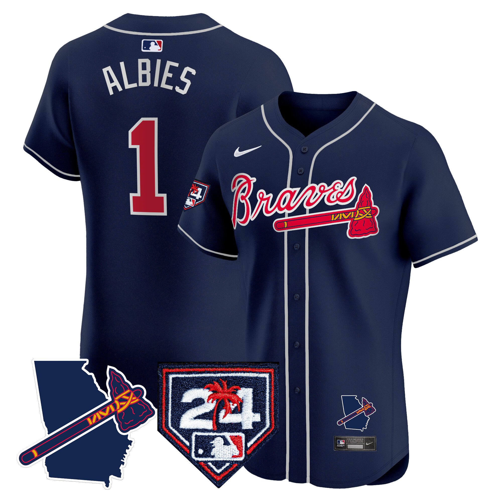 Men's Atlanta Braves 2024 Spring Training & Georgia Patch Vapor Premier Elite Jersey - All Stitched