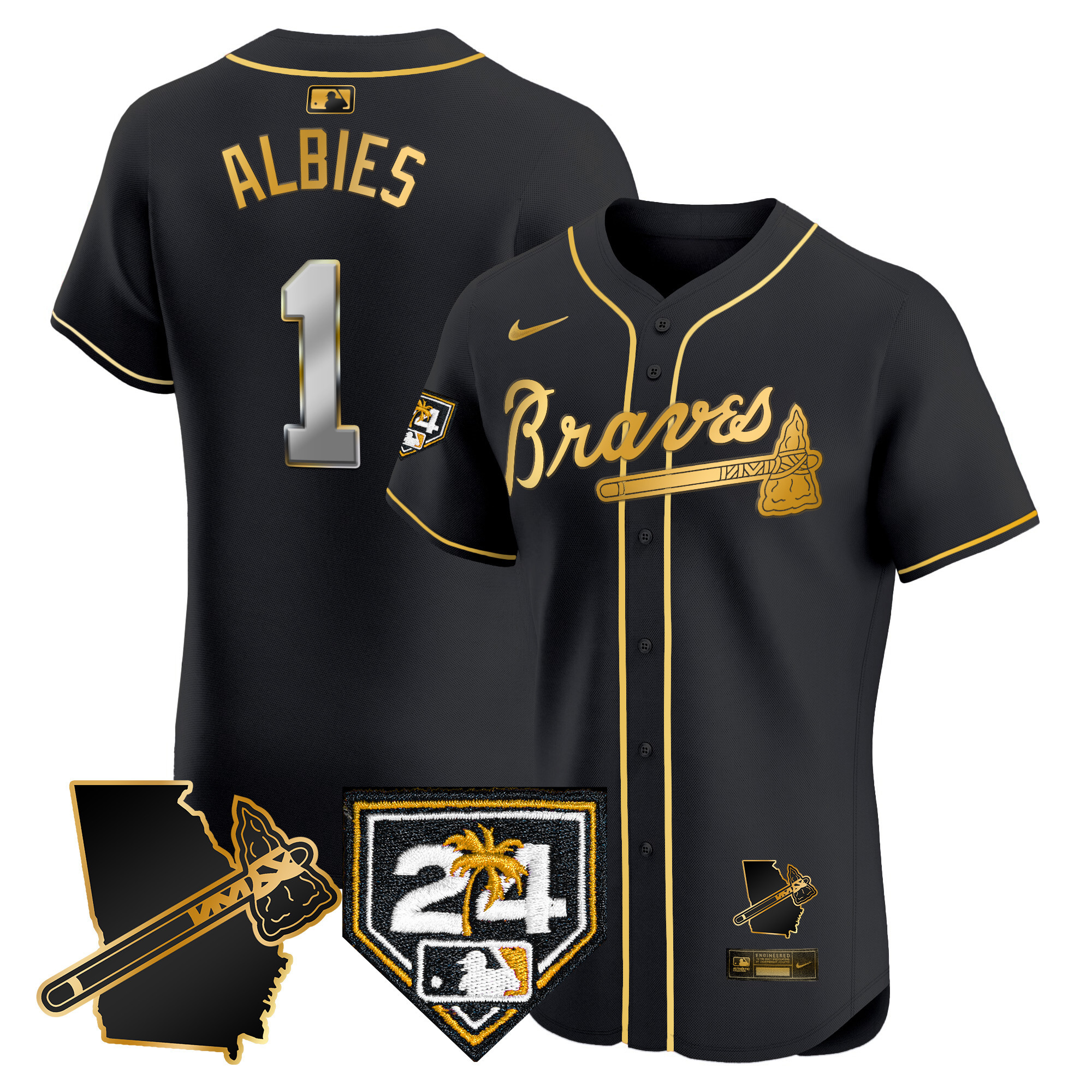 Men's Atlanta Braves 2024 Spring Training & Georgia Patch Vapor Premier Elite Jersey - All Stitched