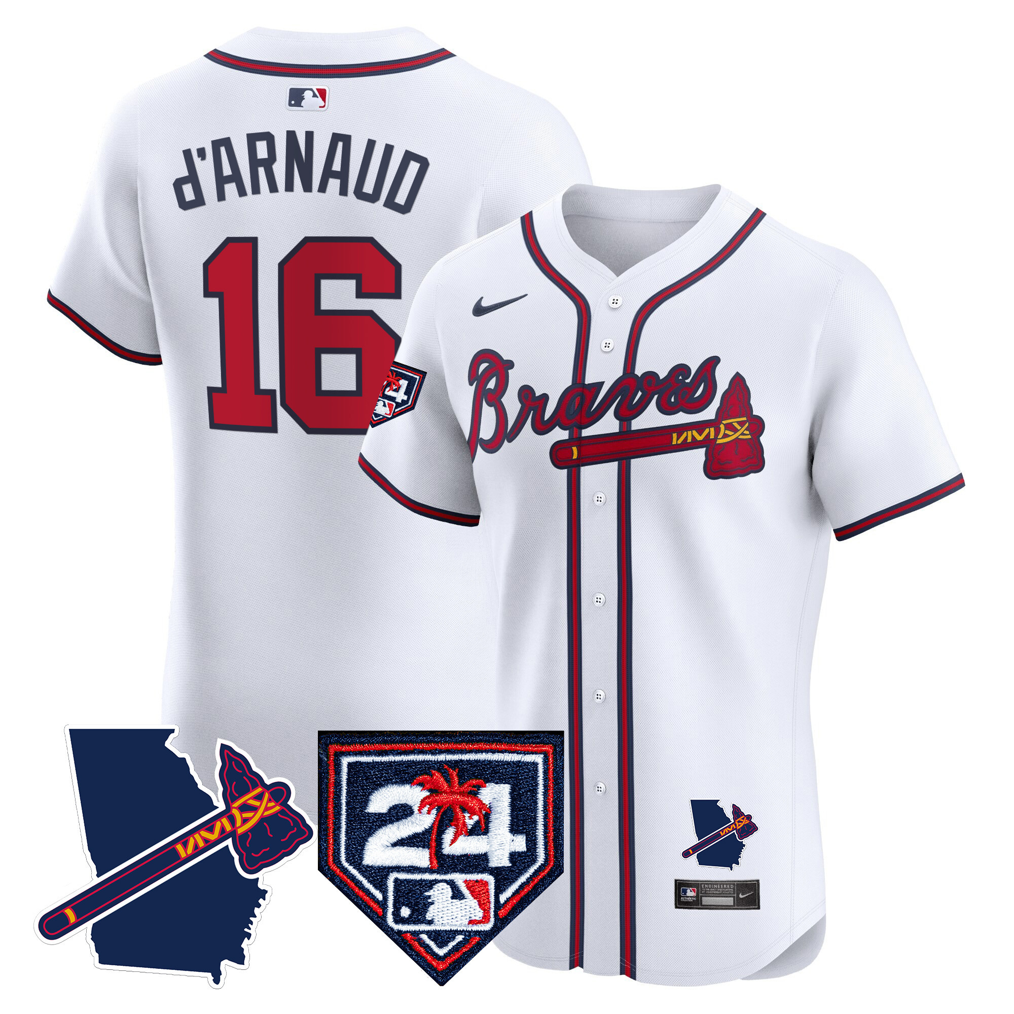 Men's Atlanta Braves 2024 Spring Training & Georgia Patch Vapor Premier Elite Jersey - All Stitched