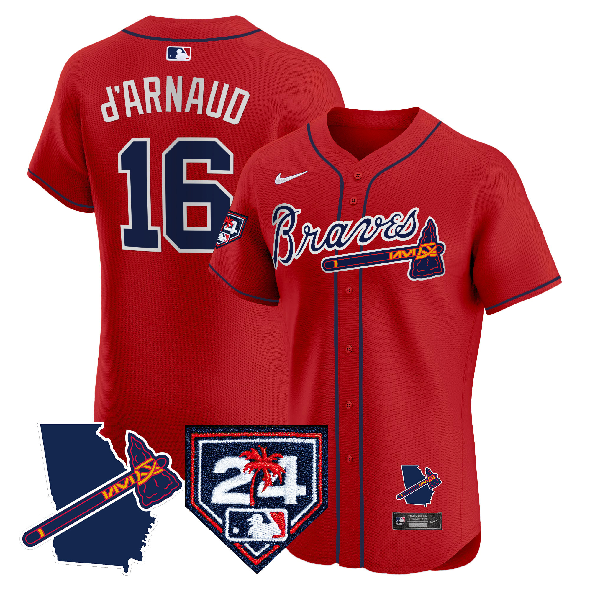 Men's Atlanta Braves 2024 Spring Training & Georgia Patch Vapor Premier Elite Jersey - All Stitched
