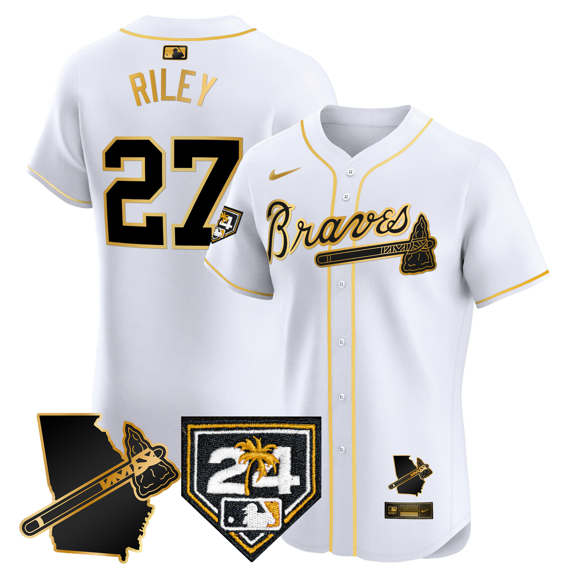 Men's Atlanta Braves 2024 Spring Training & Georgia Patch Vapor Premier Elite Jersey - All Stitched