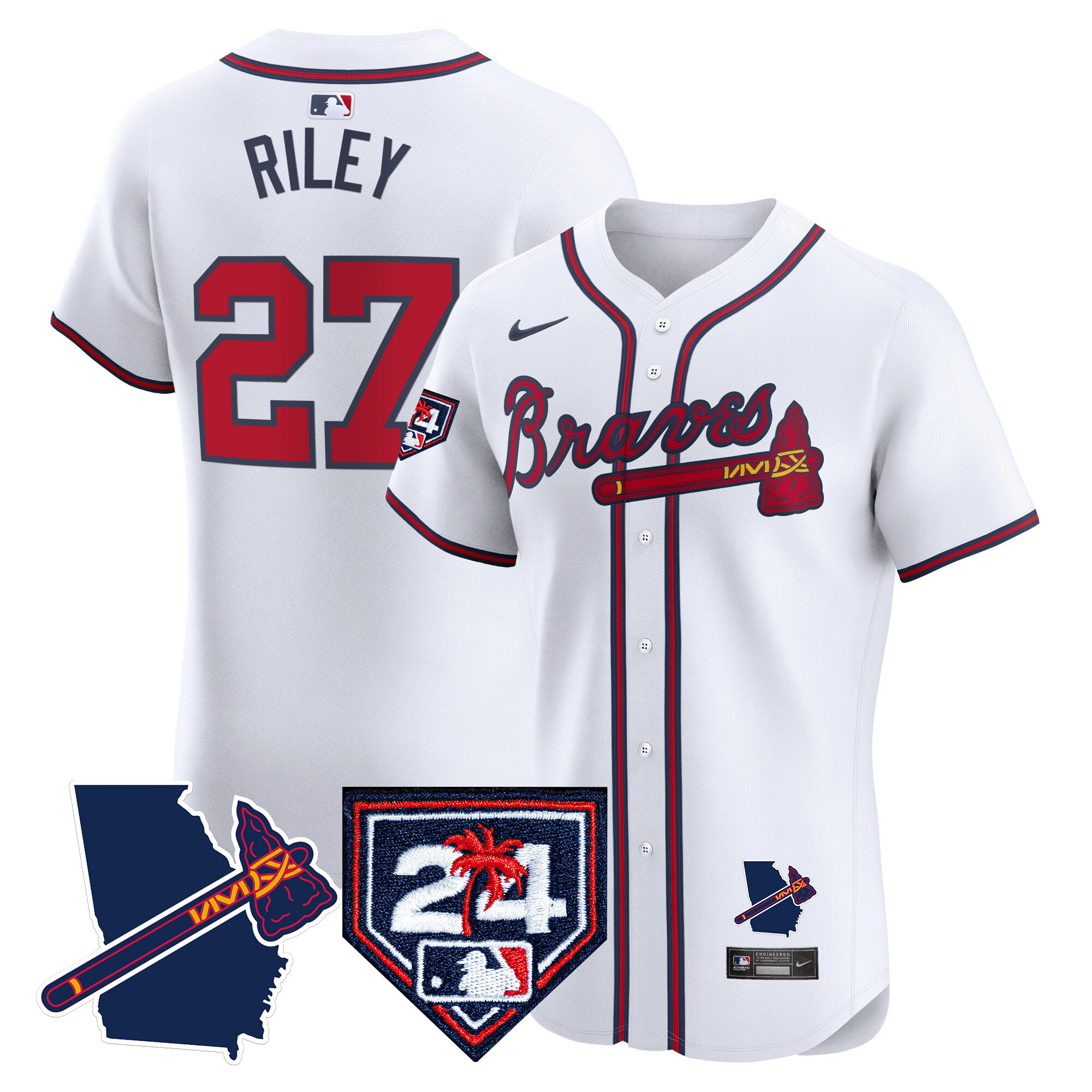Men's Atlanta Braves 2024 Spring Training & Georgia Patch Vapor Premier Elite Jersey - All Stitched
