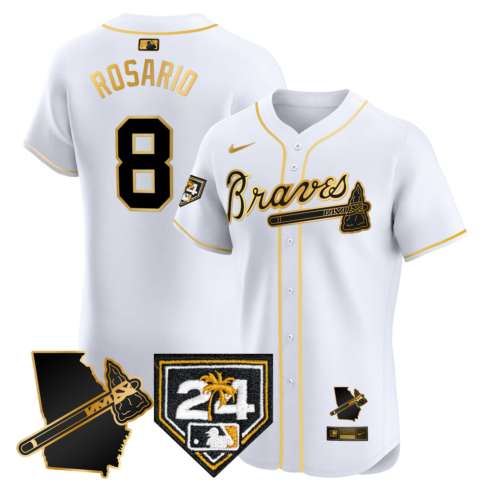 Men's Atlanta Braves 2024 Spring Training & Georgia Patch Vapor Premier Elite Jersey - All Stitched