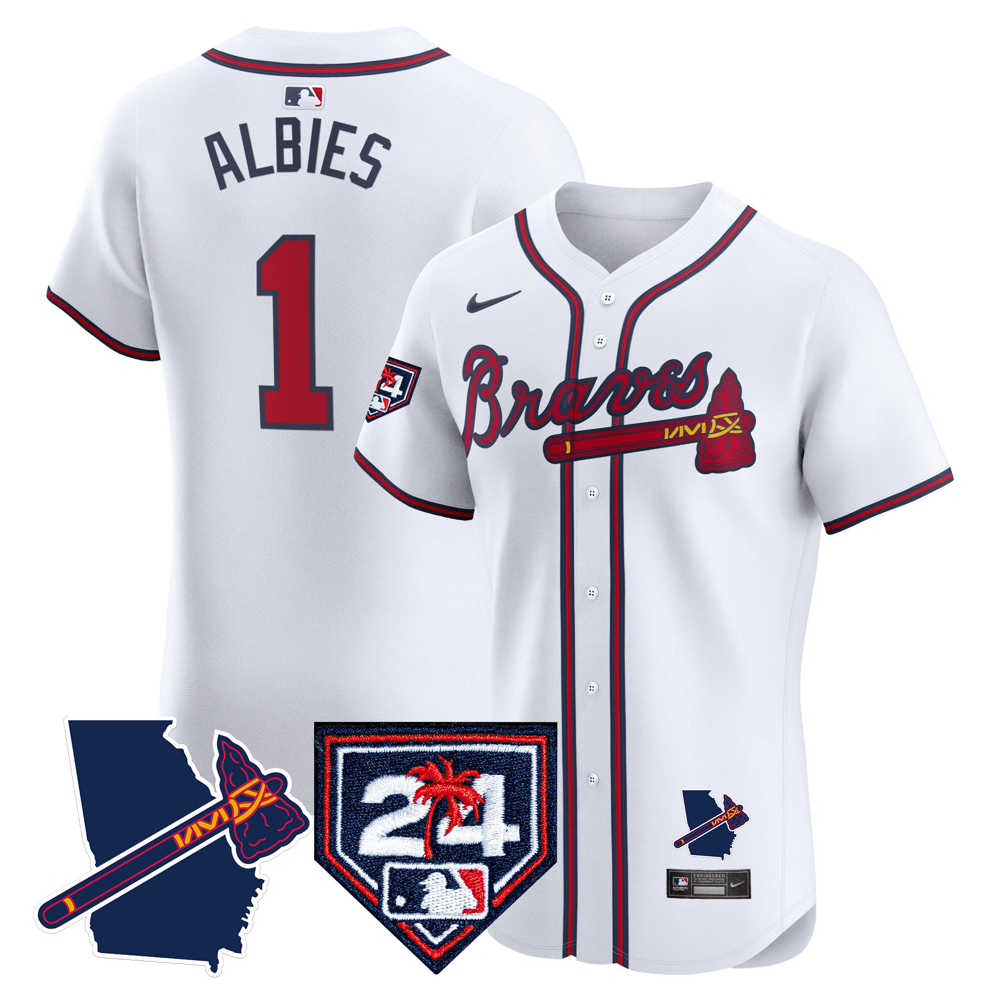 Men's Atlanta Braves 2024 Spring Training & Georgia Patch Vapor Premier Elite Jersey - All Stitched