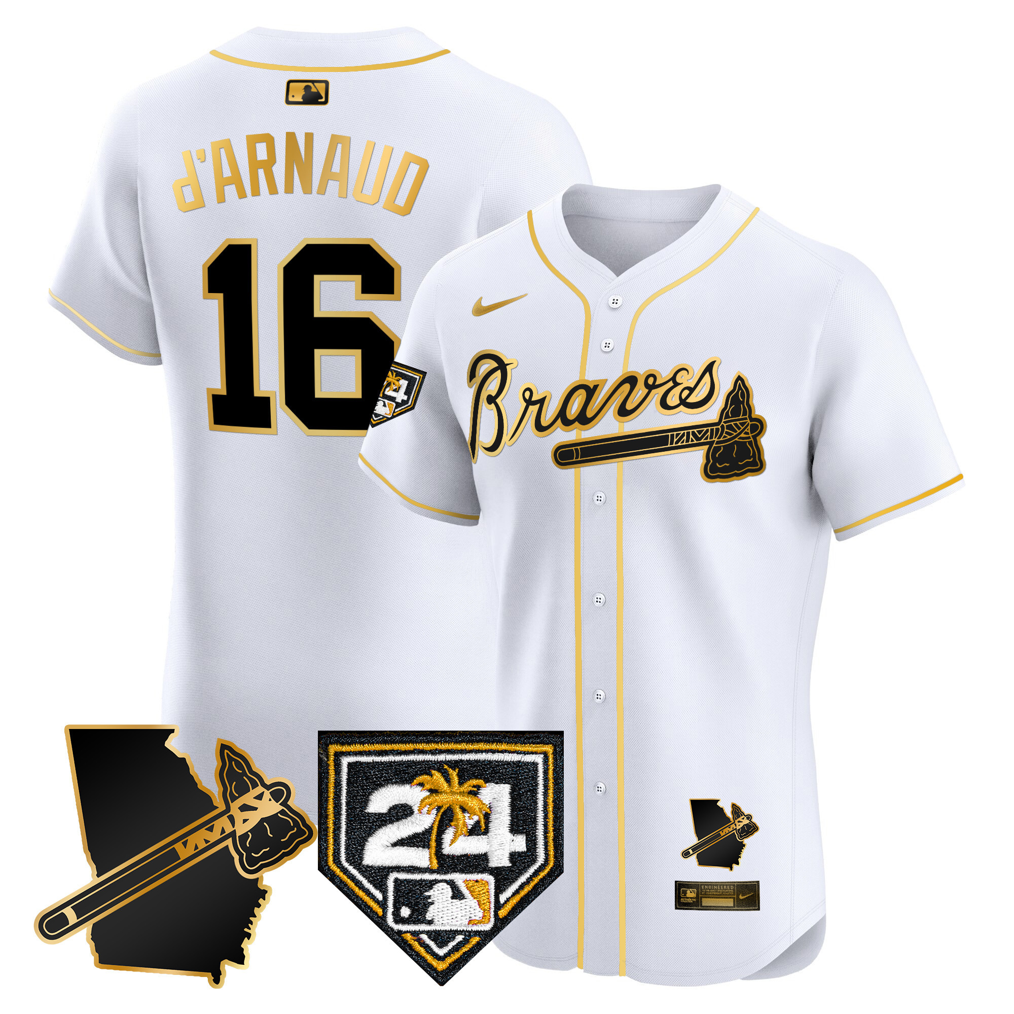 Men's Atlanta Braves 2024 Spring Training & Georgia Patch Vapor Premier Elite Jersey - All Stitched
