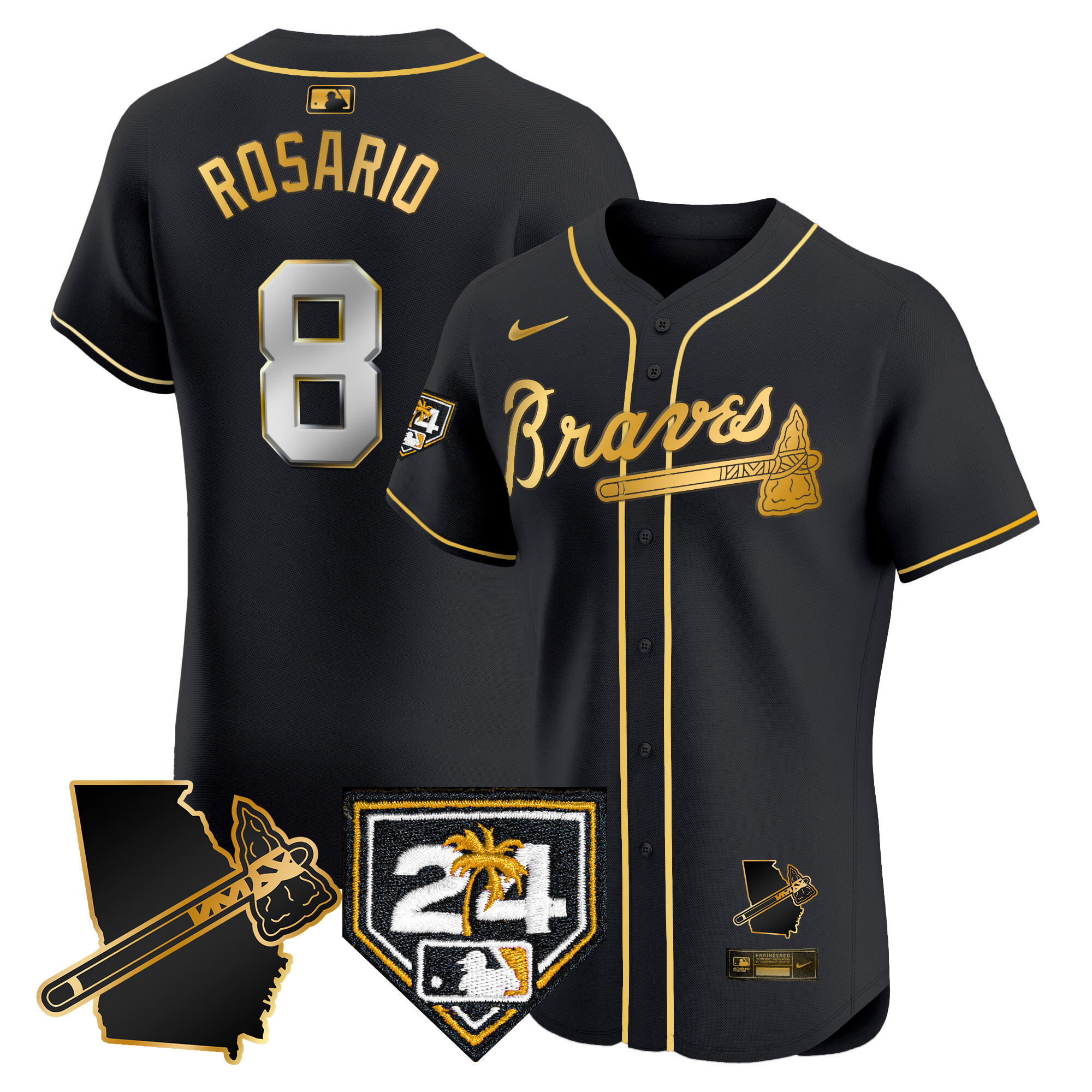 Men's Atlanta Braves 2024 Spring Training & Georgia Patch Vapor Premier Elite Jersey - All Stitched