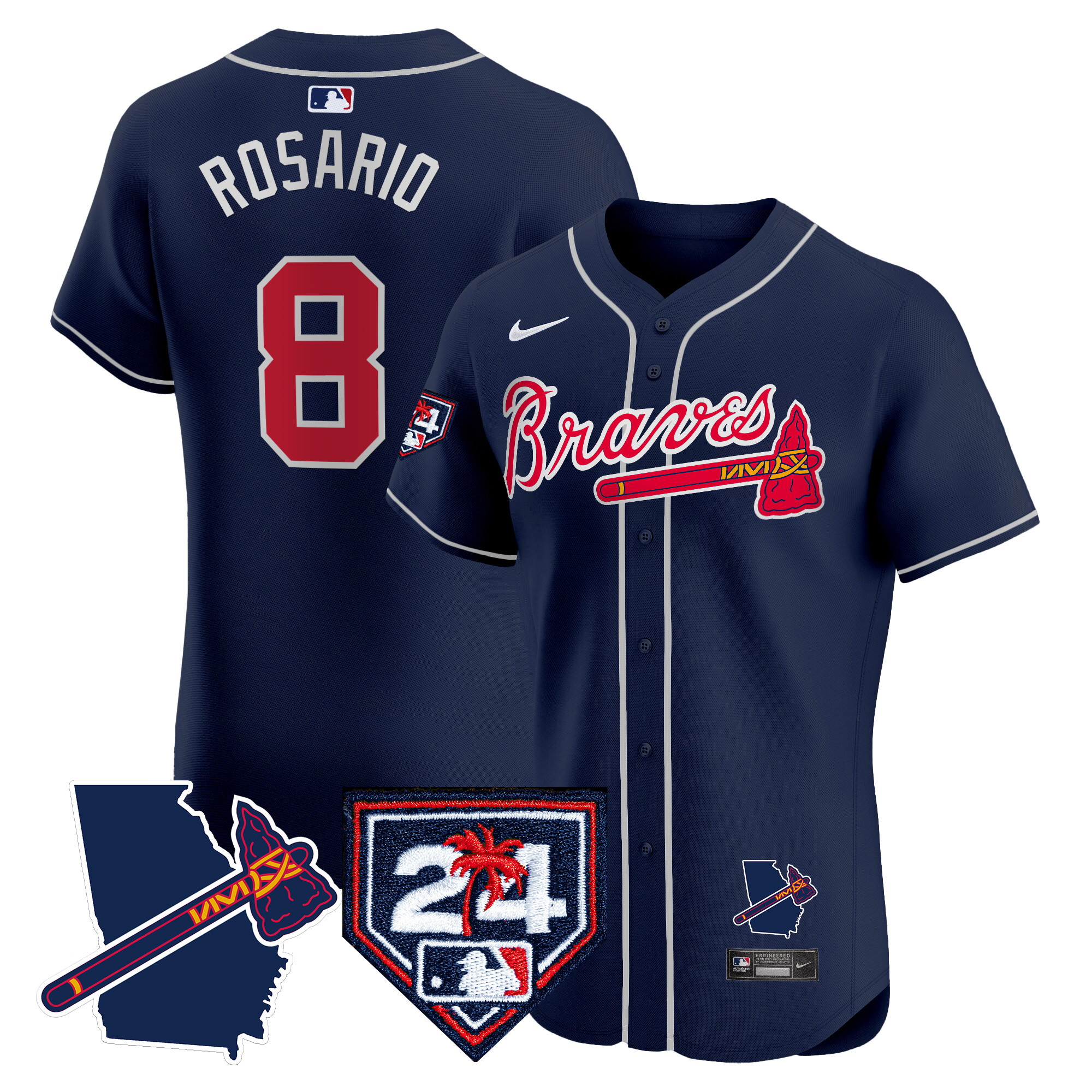 Men's Atlanta Braves 2024 Spring Training & Georgia Patch Vapor Premier Elite Jersey - All Stitched