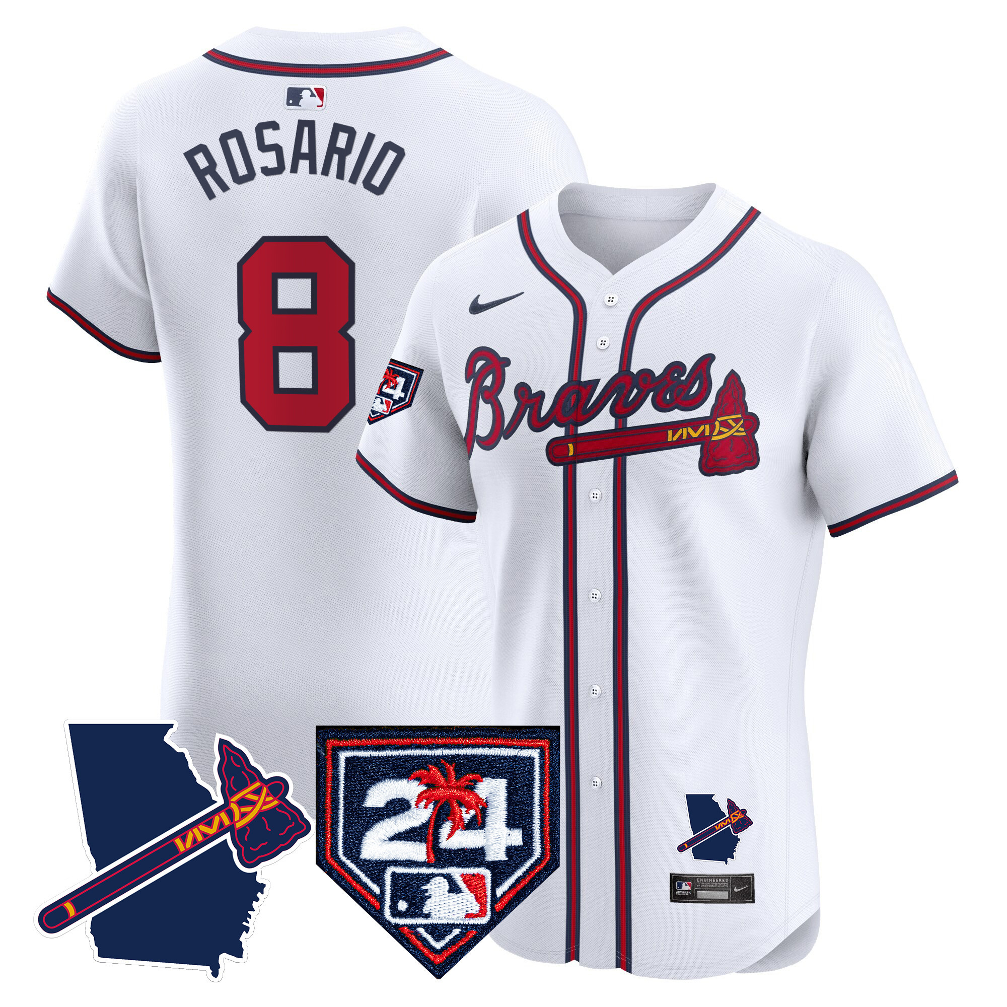 Men's Atlanta Braves 2024 Spring Training & Georgia Patch Vapor Premier Elite Jersey - All Stitched
