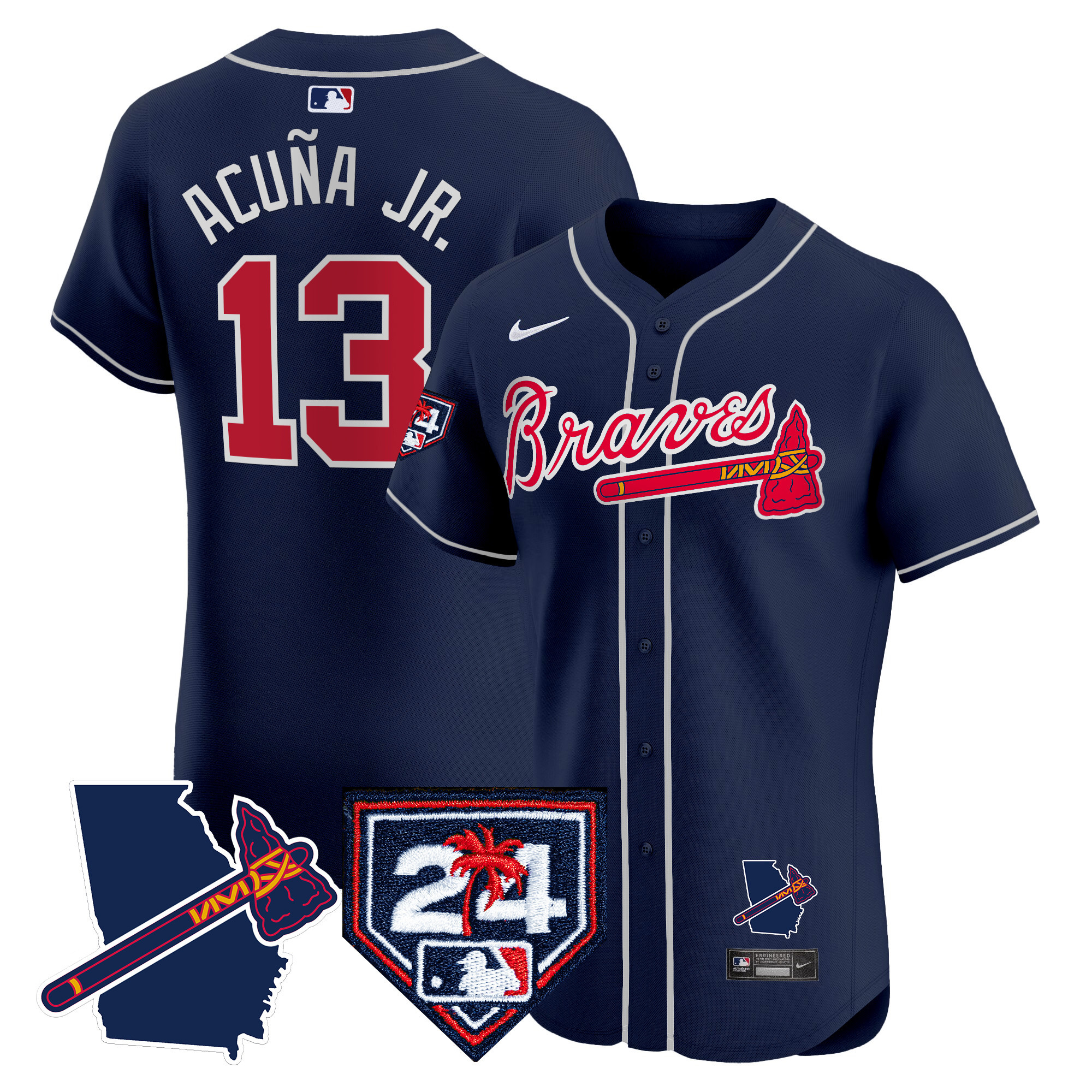 Men's Atlanta Braves 2024 Spring Training & Georgia Patch Vapor Premier Elite Jersey - All Stitched