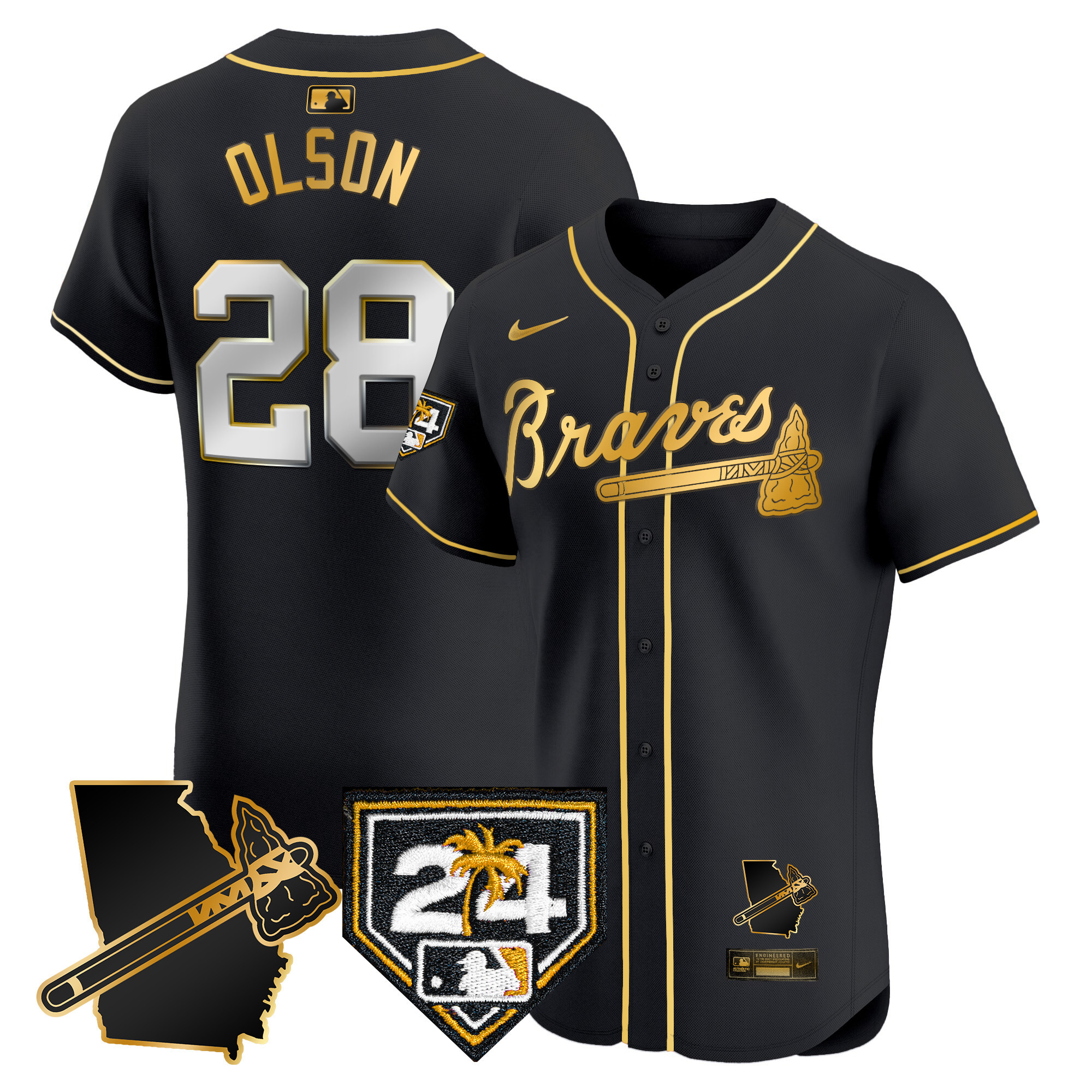 Men's Atlanta Braves 2024 Spring Training & Georgia Patch Vapor Premier Elite Jersey - All Stitched
