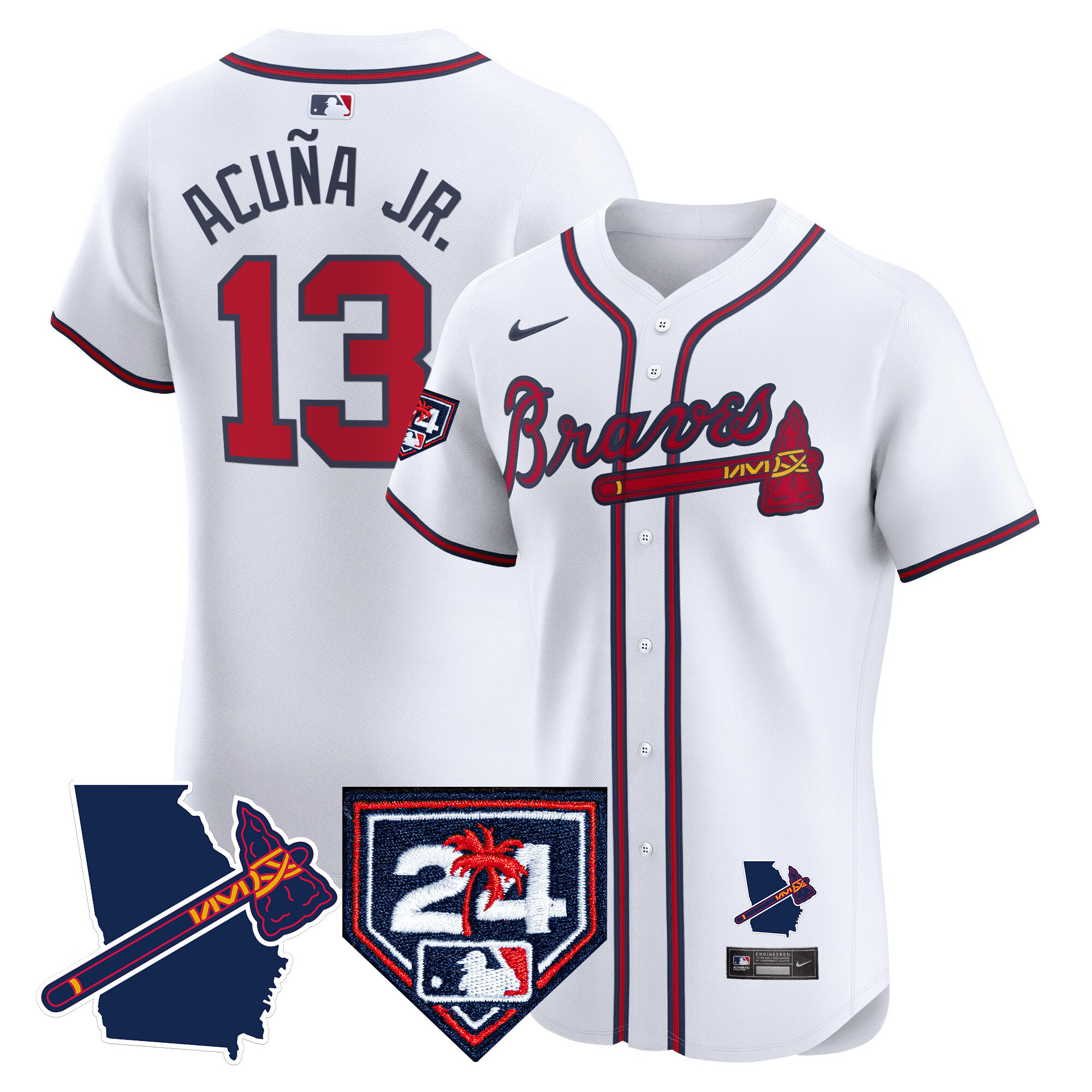 Men's Atlanta Braves 2024 Spring Training & Georgia Patch Vapor Premier Elite Jersey - All Stitched