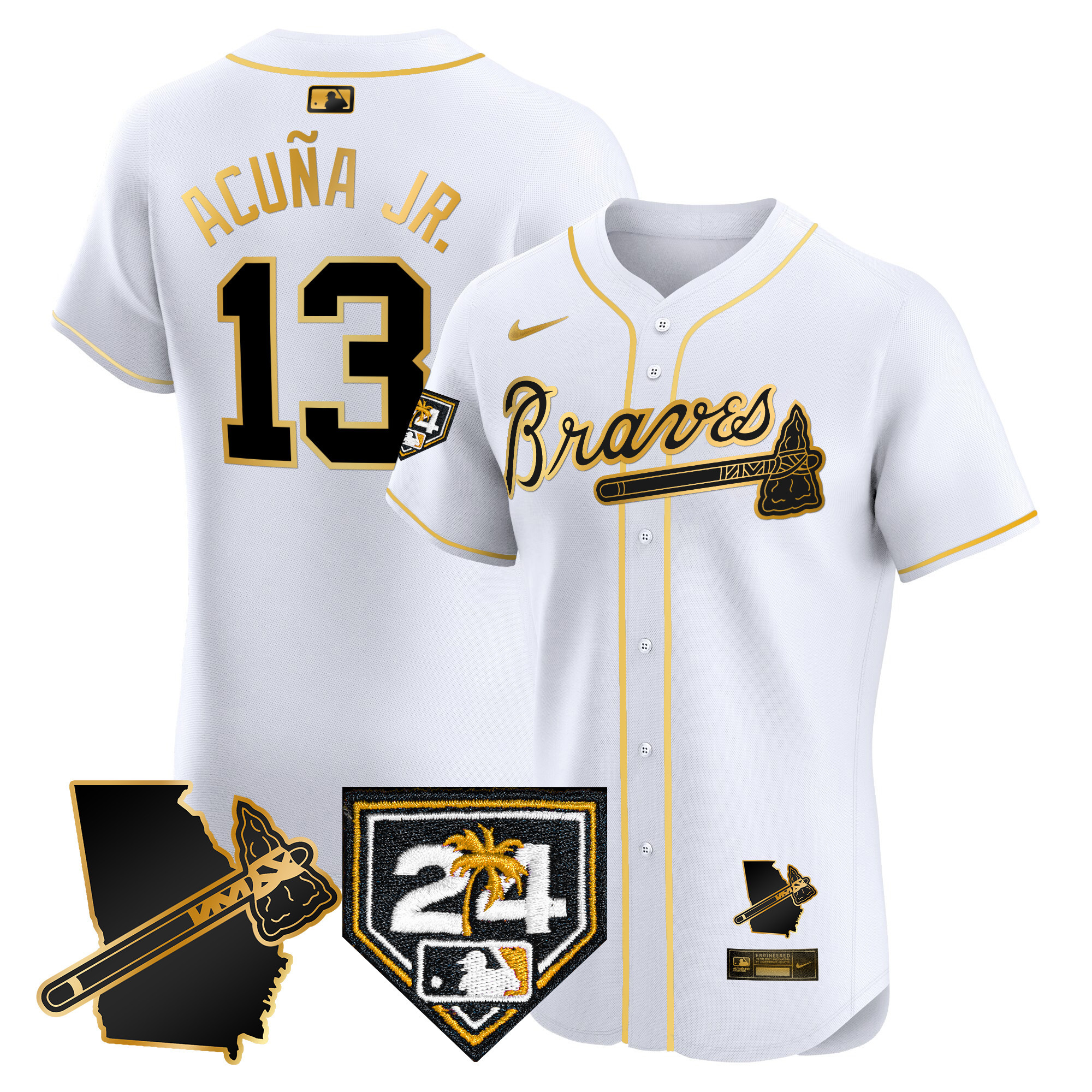 Men's Atlanta Braves 2024 Spring Training & Georgia Patch Vapor Premier Elite Jersey - All Stitched