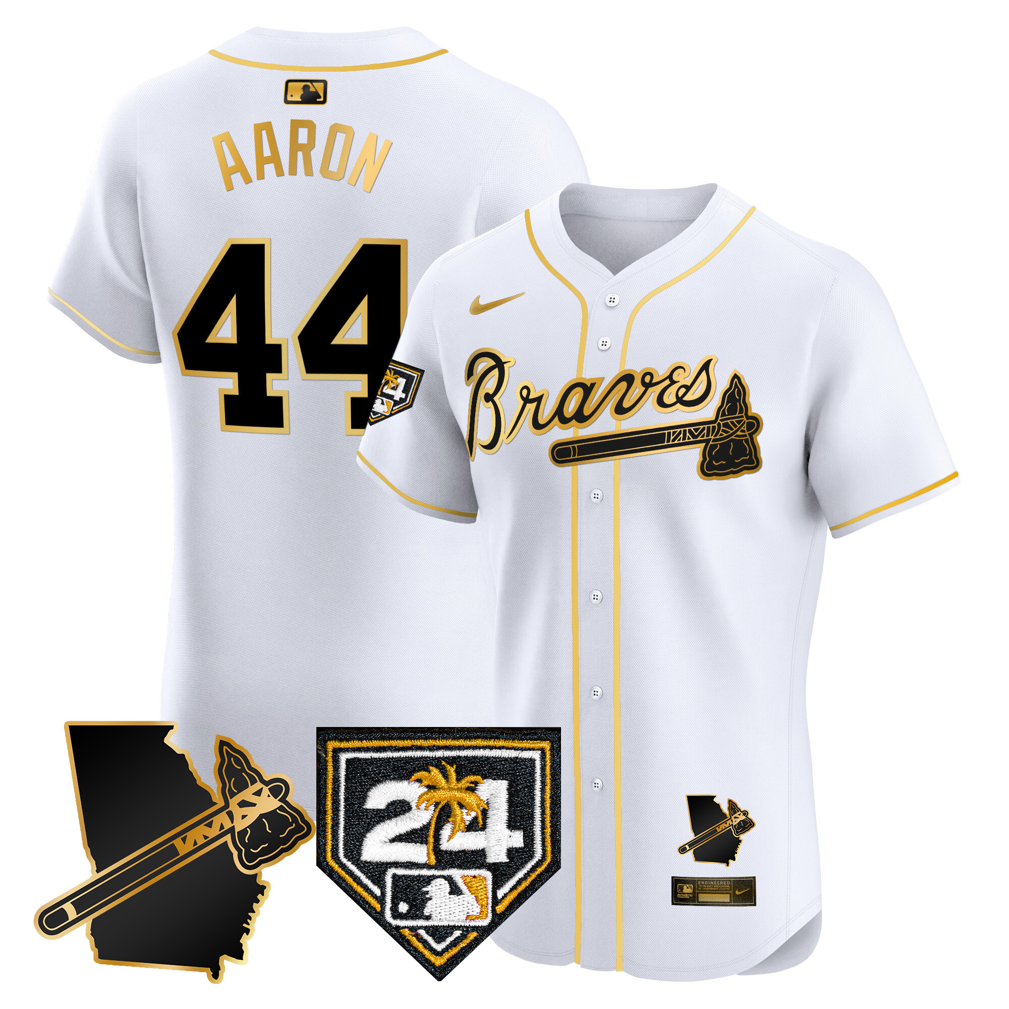 Men's Atlanta Braves 2024 Spring Training & Georgia Patch Vapor Premier Elite Jersey - All Stitched