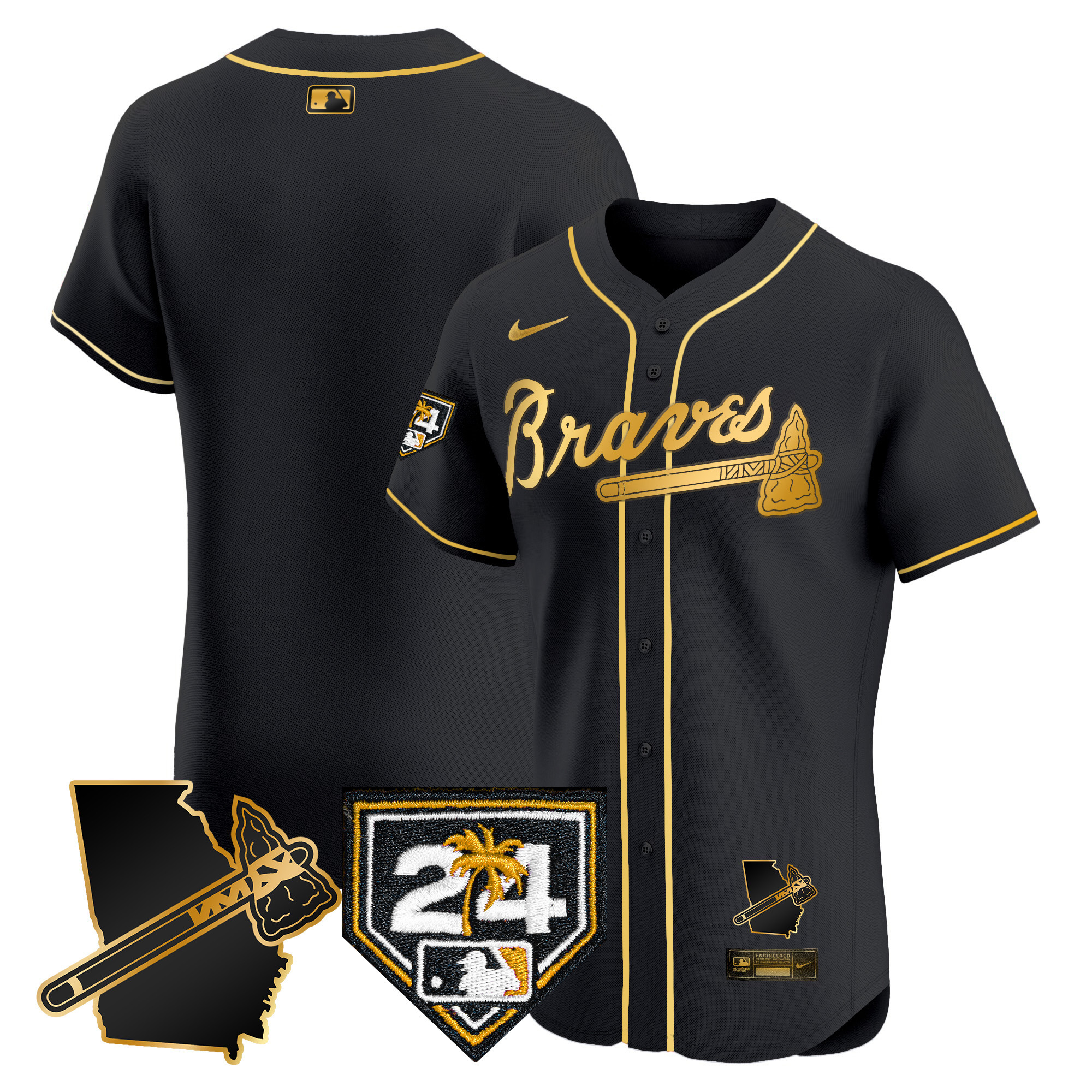 Men's Atlanta Braves 2024 Spring Training & Georgia Patch Vapor Premier Elite Jersey - All Stitched