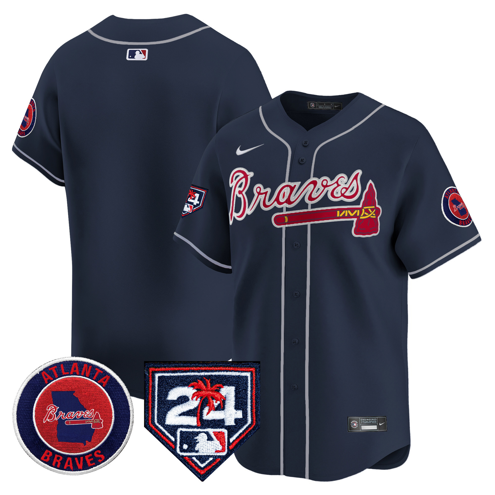 Men's Atlanta Braves 2024 Spring Training Patch Vapor Premier Limited Jersey - All Stitched
