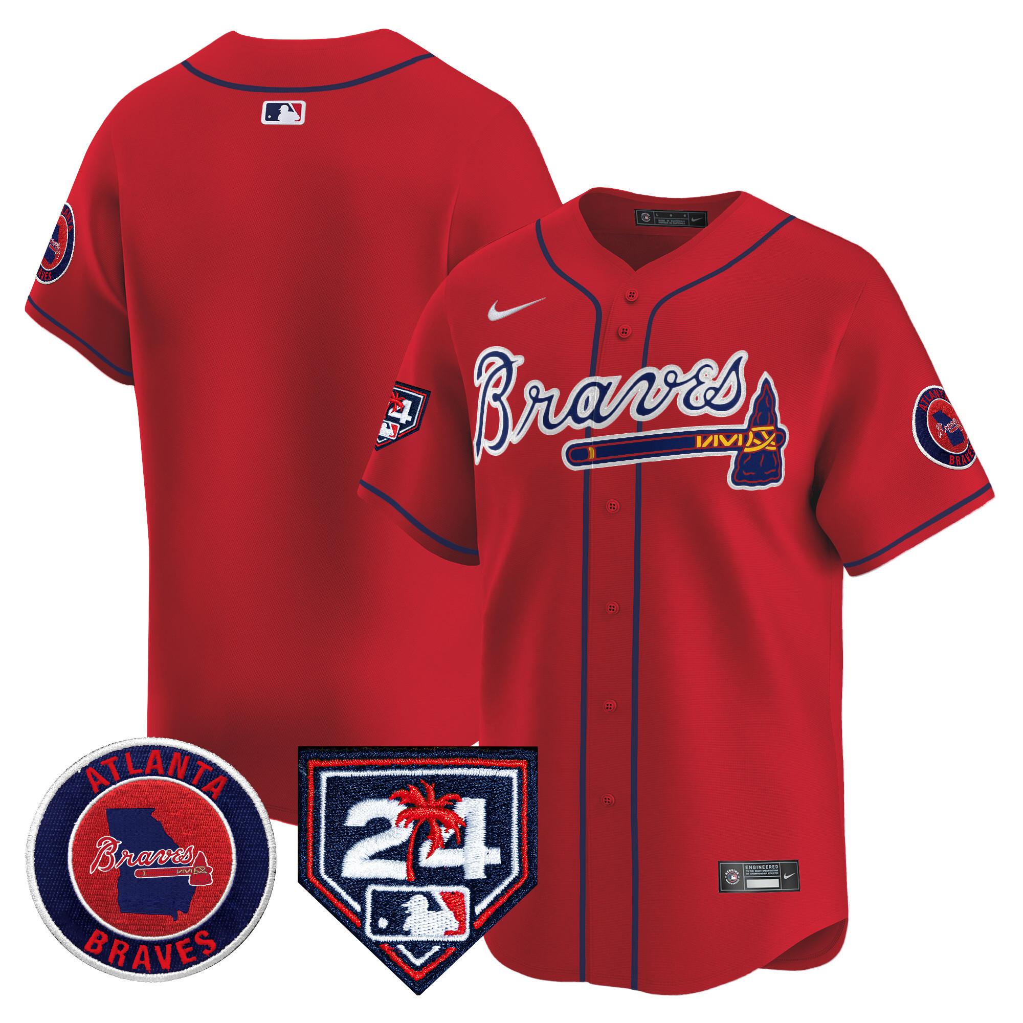 Men's Atlanta Braves 2024 Spring Training Patch Vapor Premier Limited Jersey - All Stitched