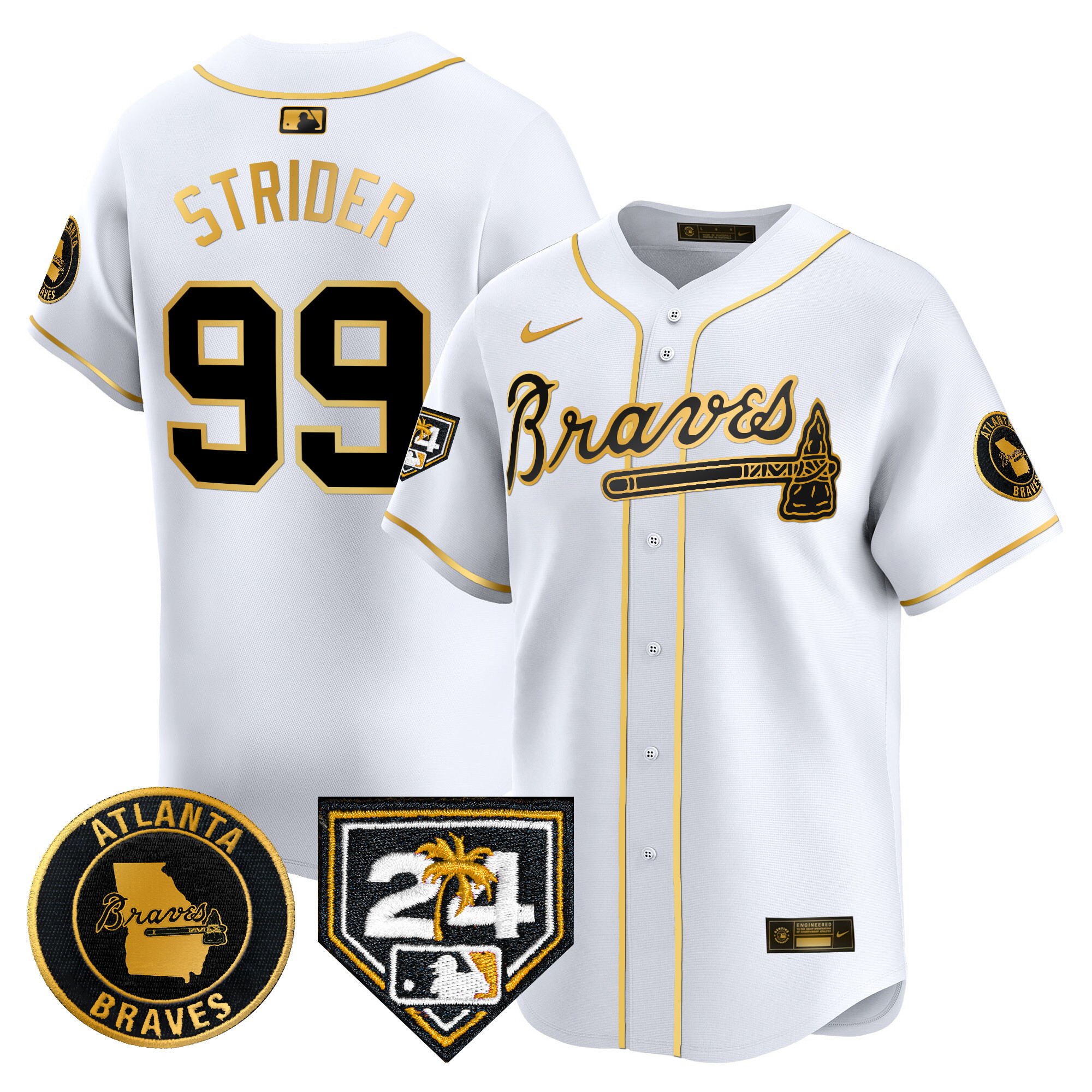 Men's Atlanta Braves 2024 Spring Training Patch Vapor Premier Limited Jersey - All Stitched