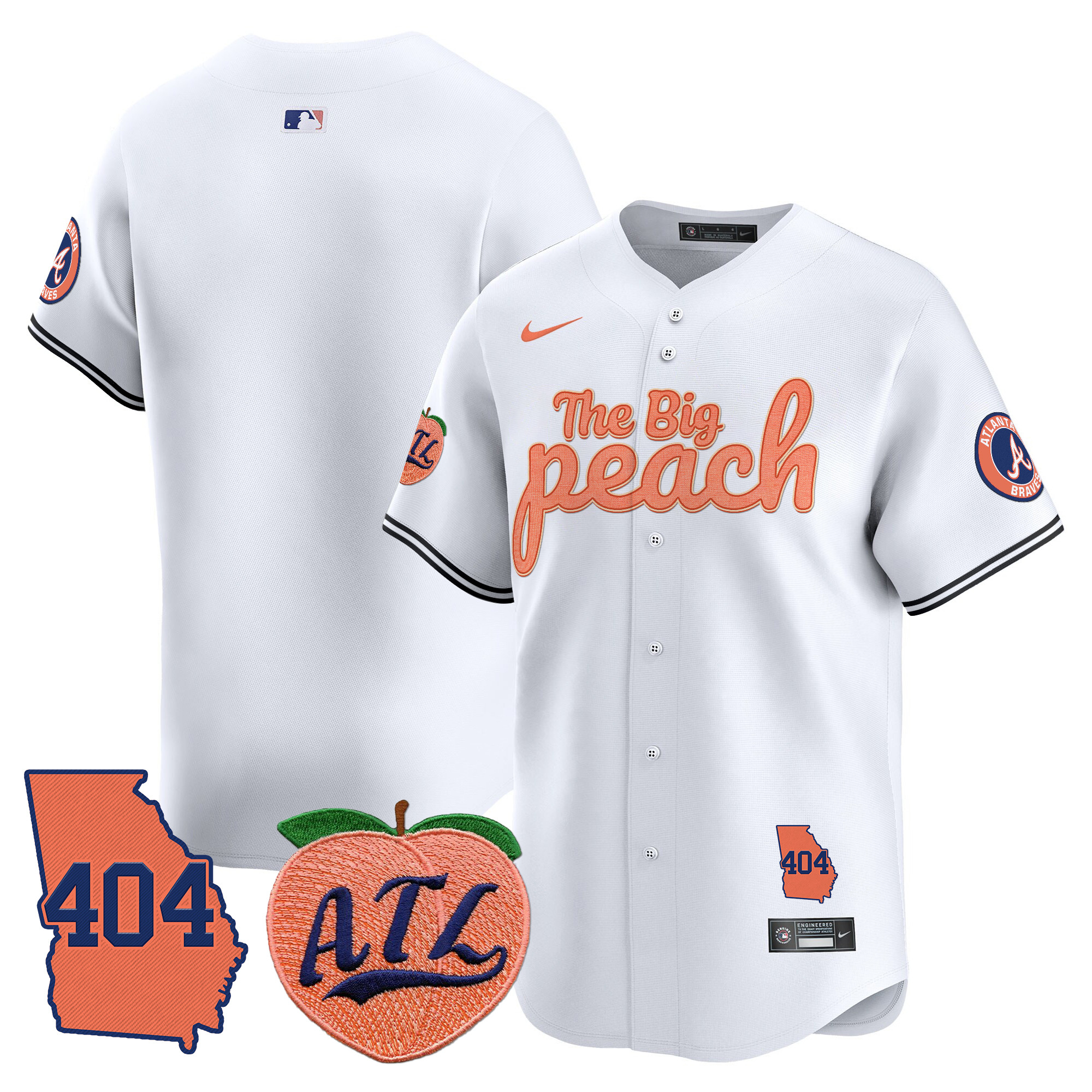 Men's Atlanta Braves 404 & The Big Peach Vapor Premier Limited Jersey - All Stitched