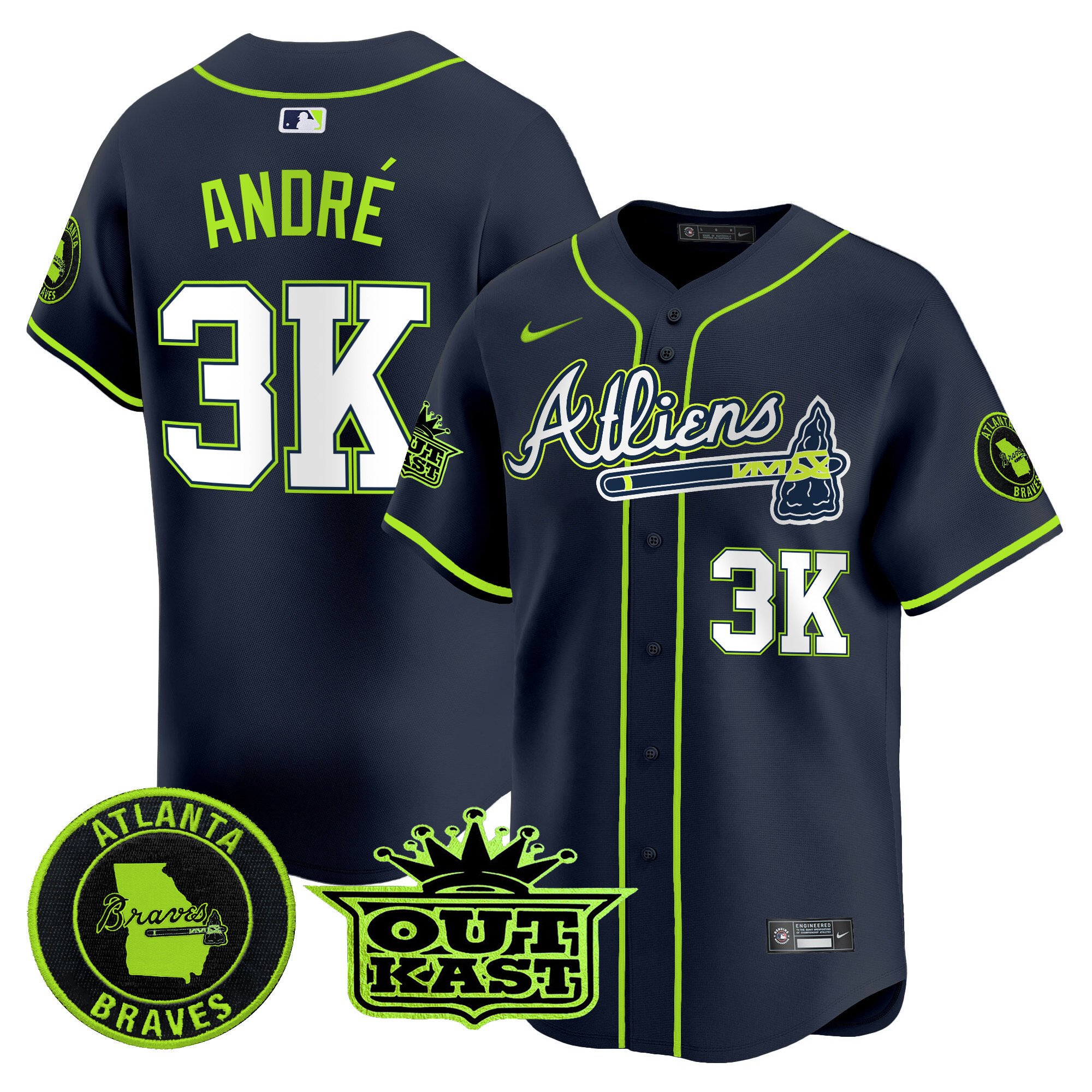 Men's Atlanta Braves Atliens Vapor Premier Limited Jersey - All Stitched
