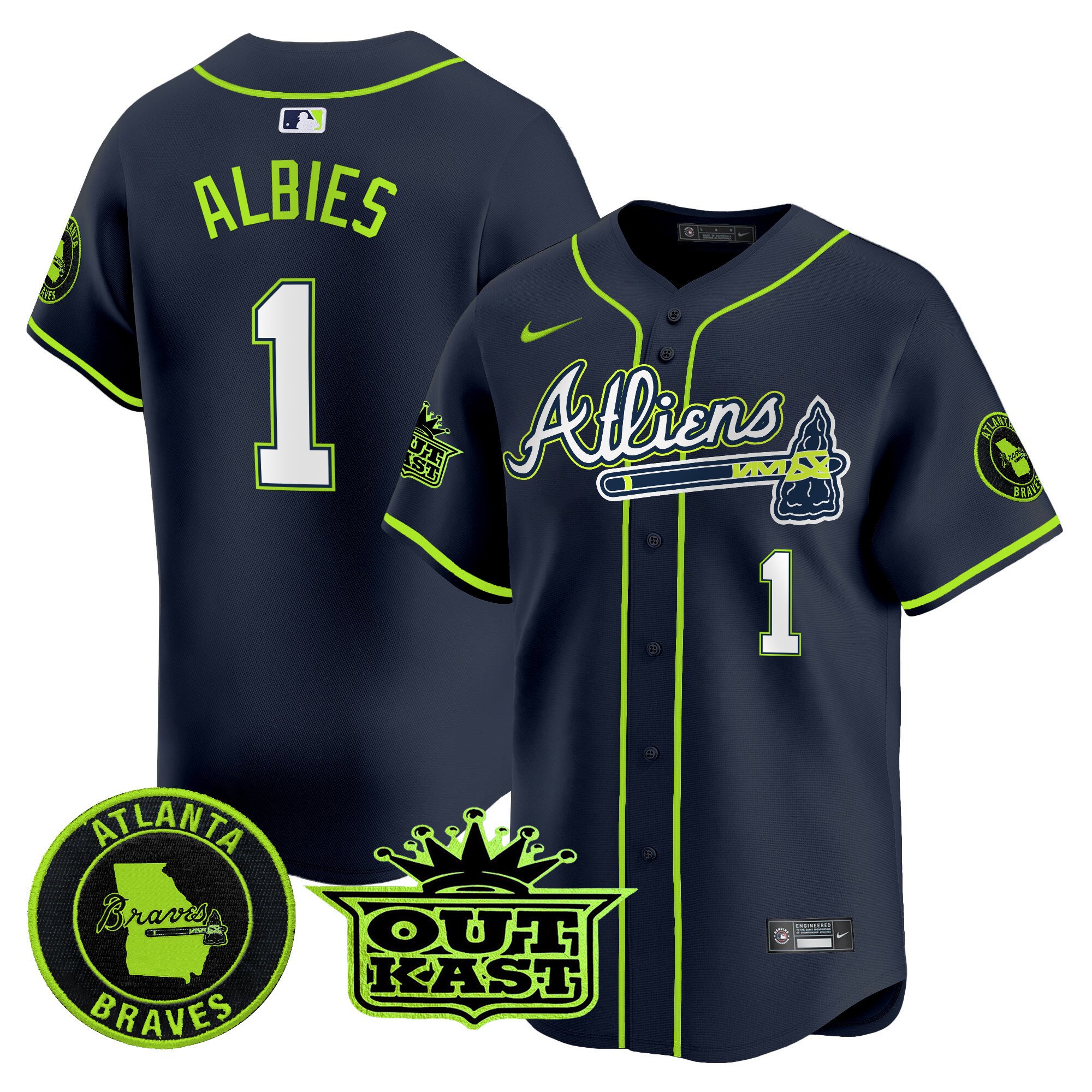 Men's Atlanta Braves Atliens Vapor Premier Limited Jersey - All Stitched