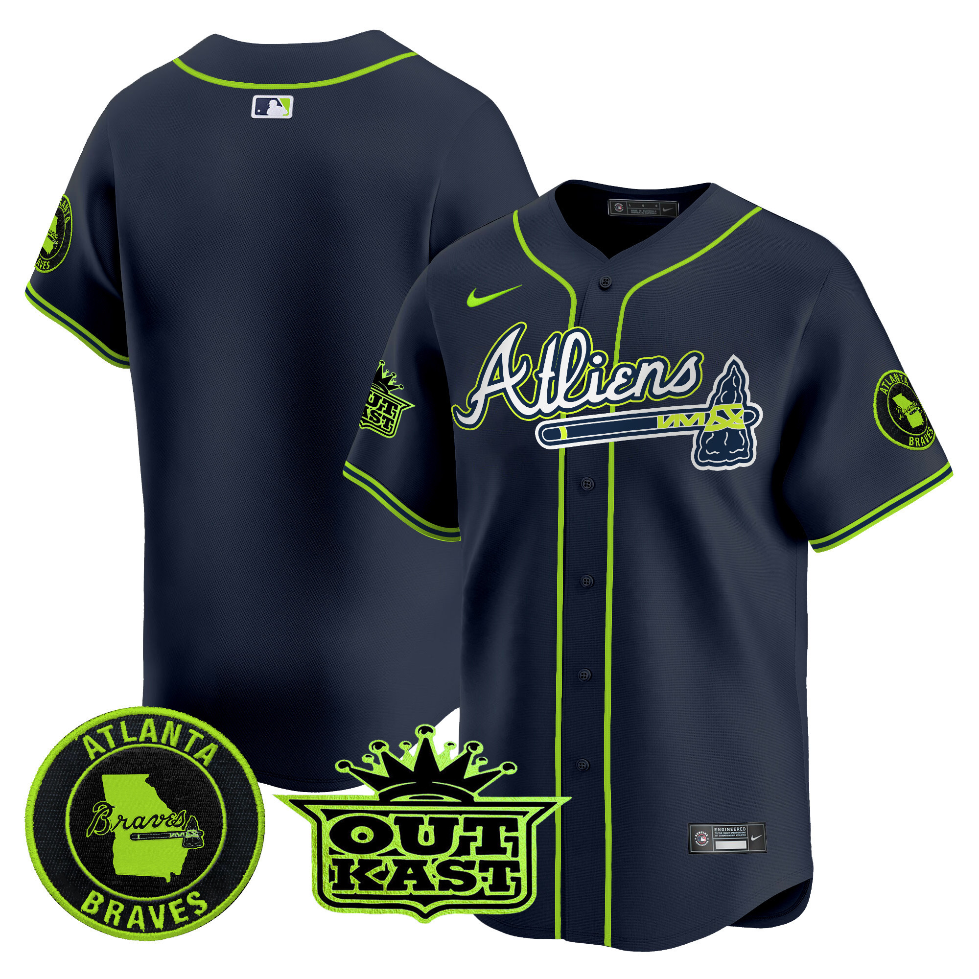 Men's Atlanta Braves Atliens Vapor Premier Limited Jersey V4 - All Stitched