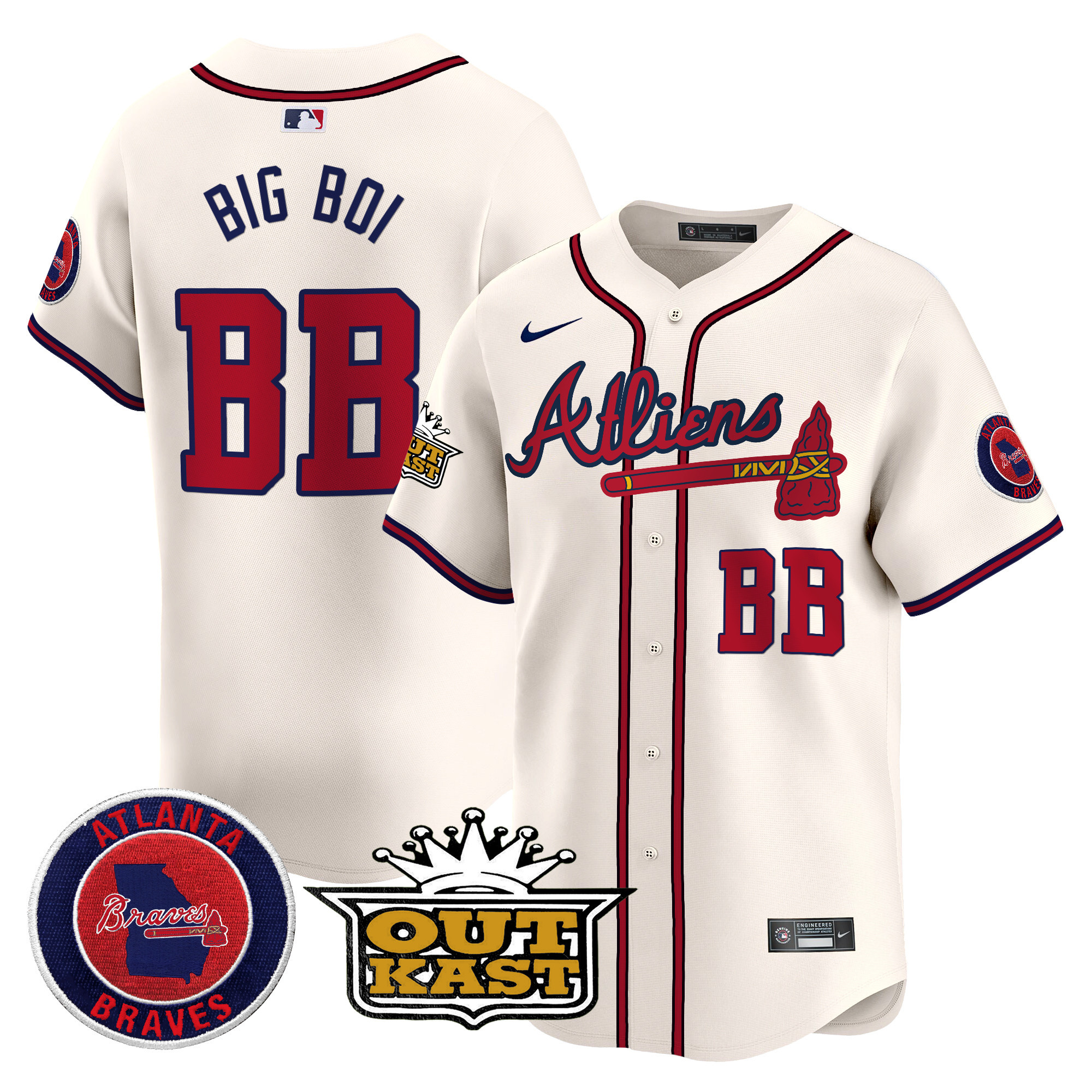 Men's Atlanta Braves Atliens Vapor Premier Limited Jersey V4 - All Stitched