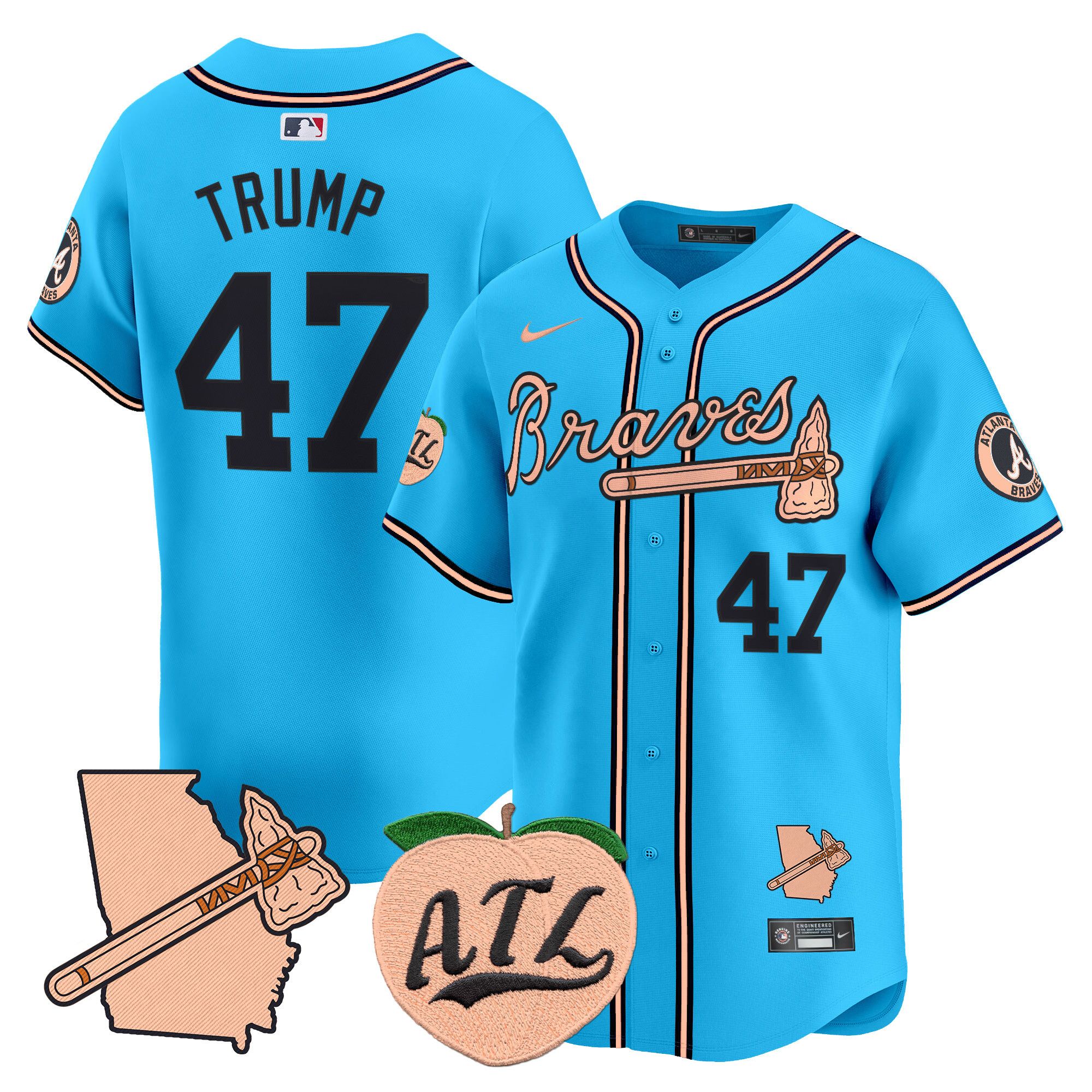 Men's Atlanta Braves Peach Vapor Premier Limited Jersey - All Stitched